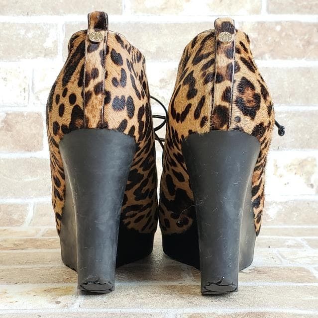 ジミーチュウ ☆ レオパード柄 ハラコレザー ブーティ ウエッジソール