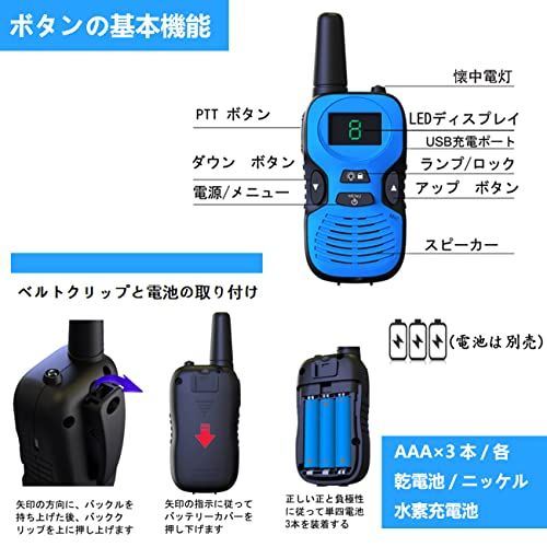 TRH 子供用 特定小電力トランシーバー 3台セット 小型 おもちゃトランシーバ 充電式 省電力おもちゃ無線機 超簡単な操作 LED ディスプレイ 技適マーク有 青い 黒 ローズレッドpo 736 a 0 c 12