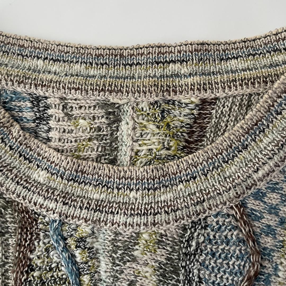 イタリア製 old デザインニット 総柄 3D 立体 ヴィンテージ 90s