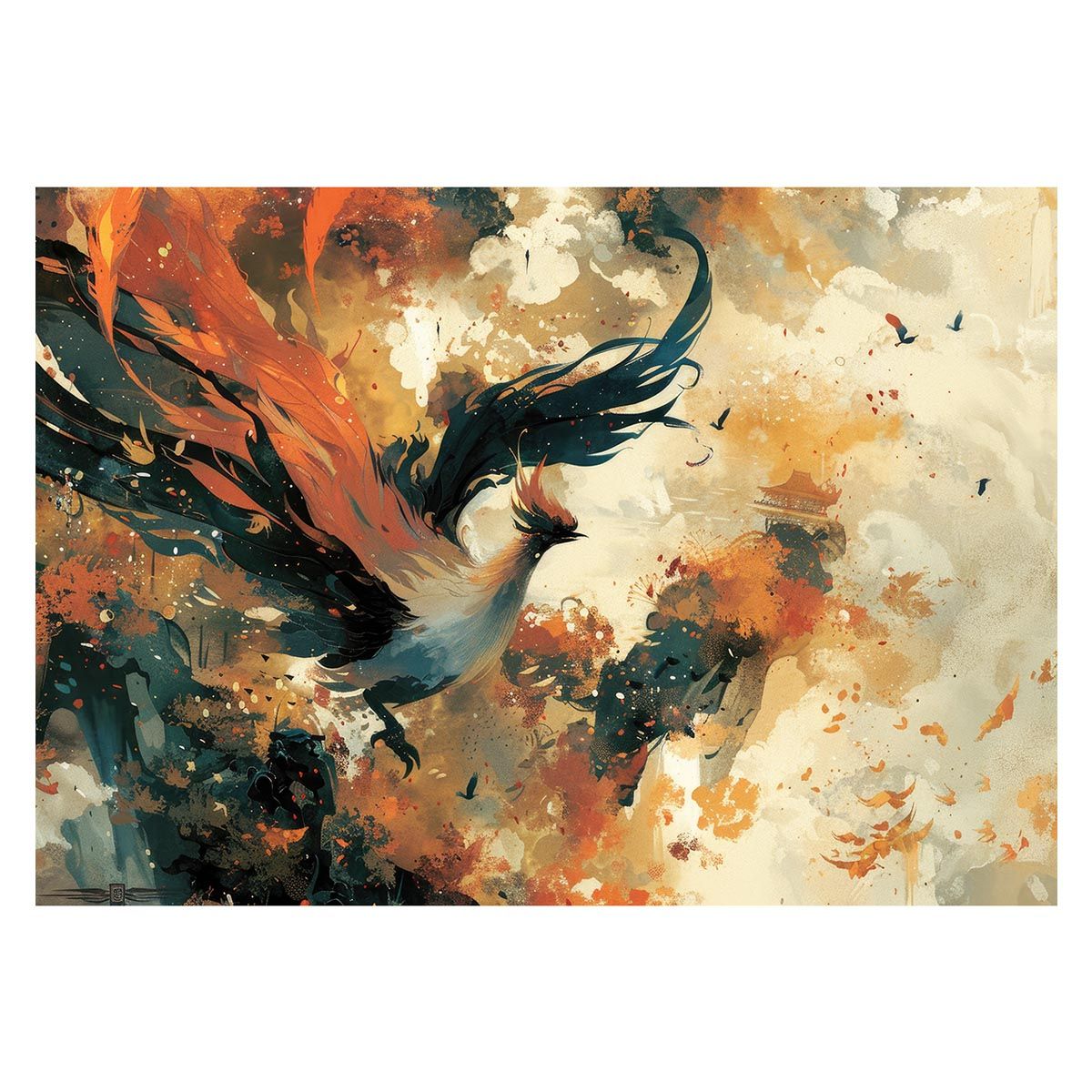 【縁起物】　鳥の絵 高島祐三 「 尾長鶏 」 日本画 WSM 絵画 縦長 一年中 年中掛け