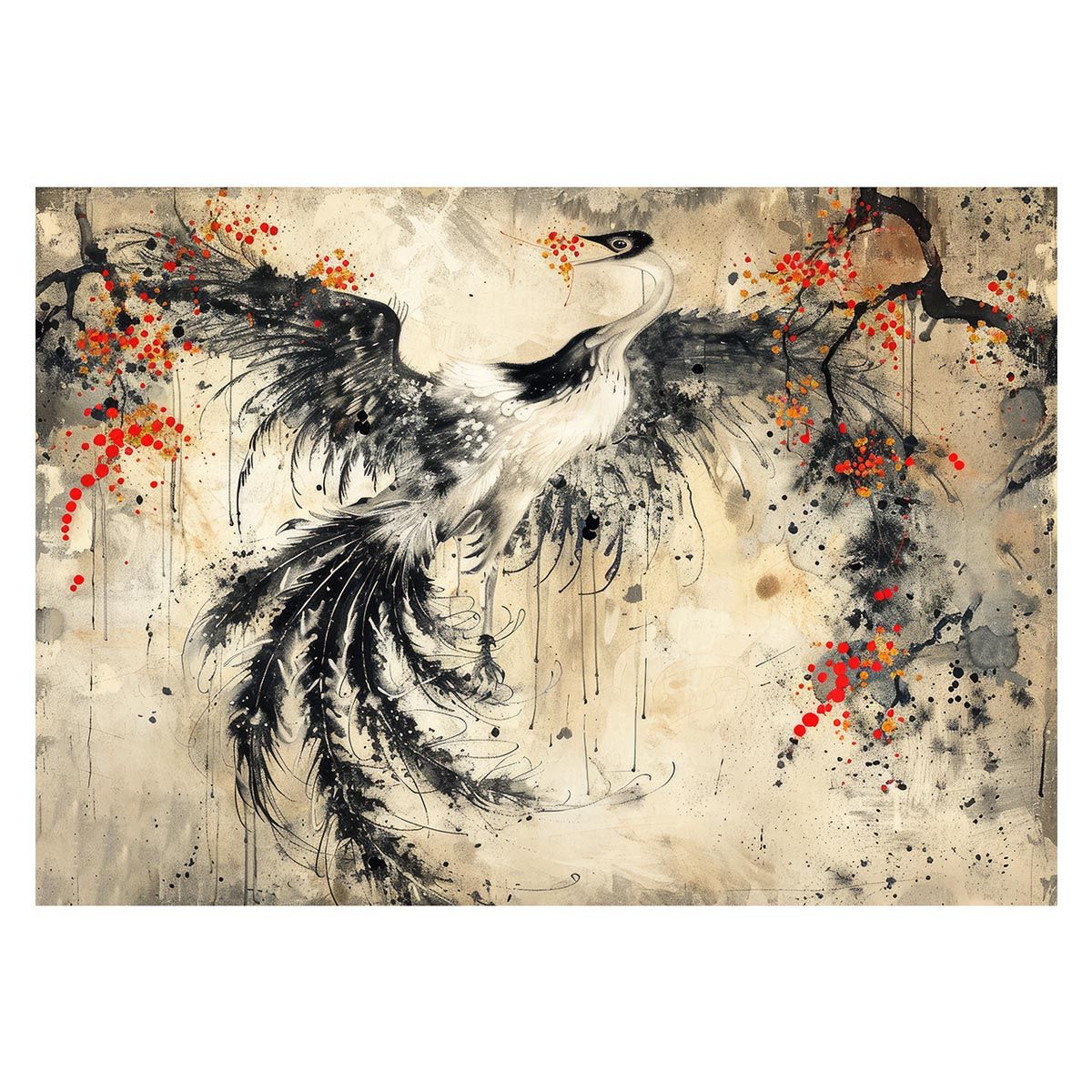 B2サイズ（約51x73cm）】【lh-poster-3978】鳳凰 ほうおう 神鳥 縁起物