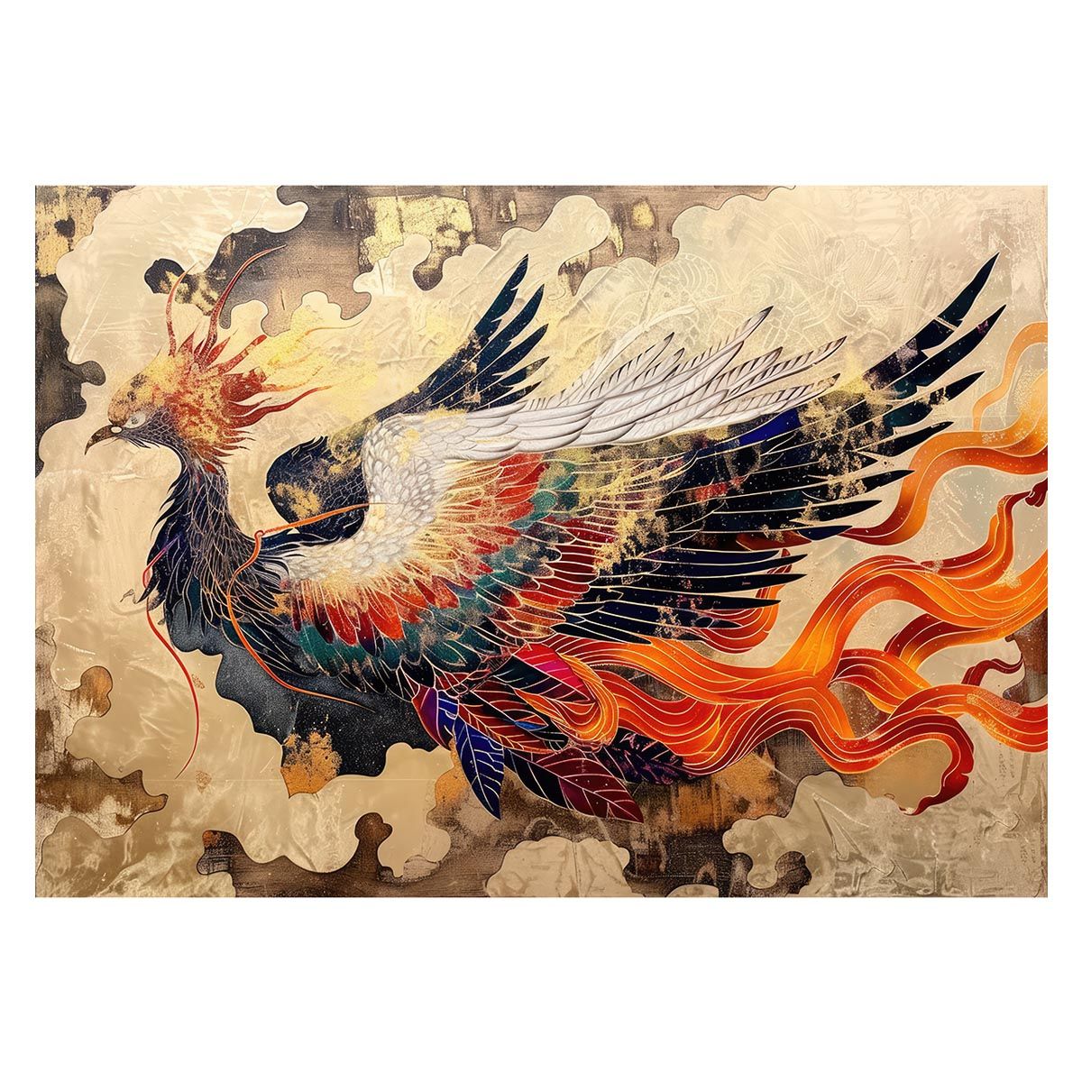 【A1サイズ（約59x84cm）】【lh-poster-3980】鳳凰 ほうおう 神鳥 縁起物 ポスター 開運 金運 風水 絵画 レトロ 和風 伝説 インテリア アート