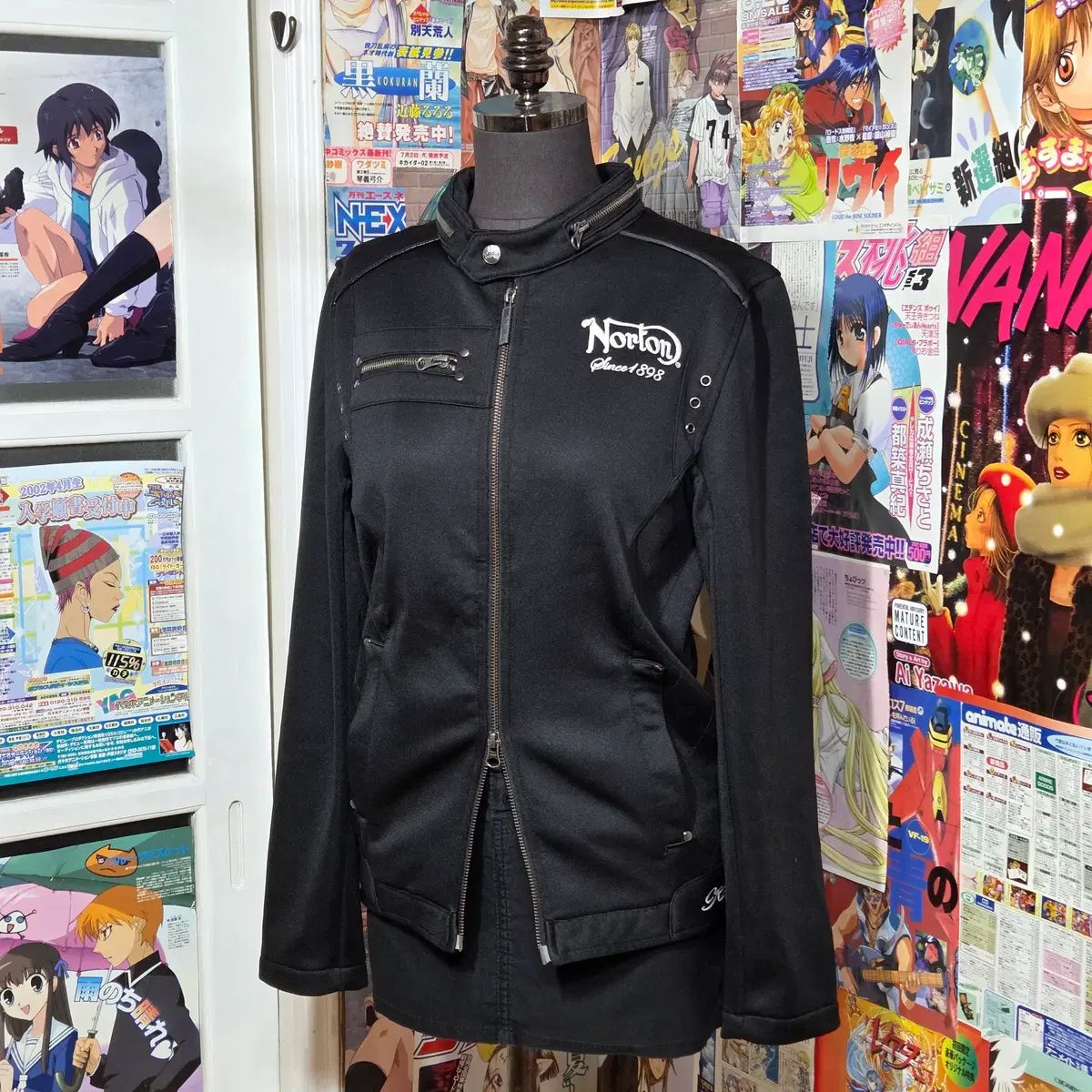 JPN ノートン ツーウェイ アン起毛 ポリ バイカー ジャケット