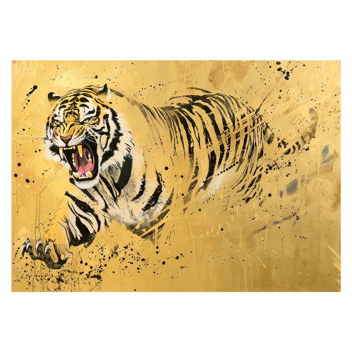 【A2サイズ（約42x59cm）】【lh-poster-4003】虎 トラ タイガー 猛虎 縁起物 ポスター 開運 金運 風水 絵画 レトロ 和風 伝説 インテリア アート