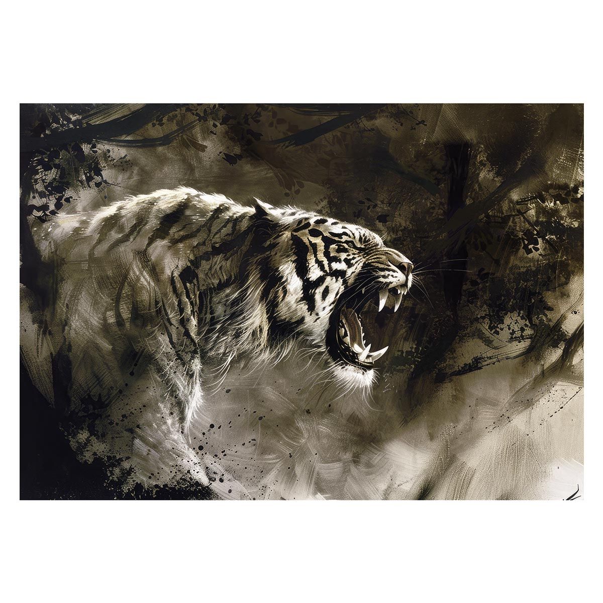 【B1サイズ（約73x103cm）】【lh-poster-4009】虎 トラ タイガー 猛虎 縁起物 ポスター 開運 金運 風水 絵画 レトロ 和風 伝説 インテリア アート