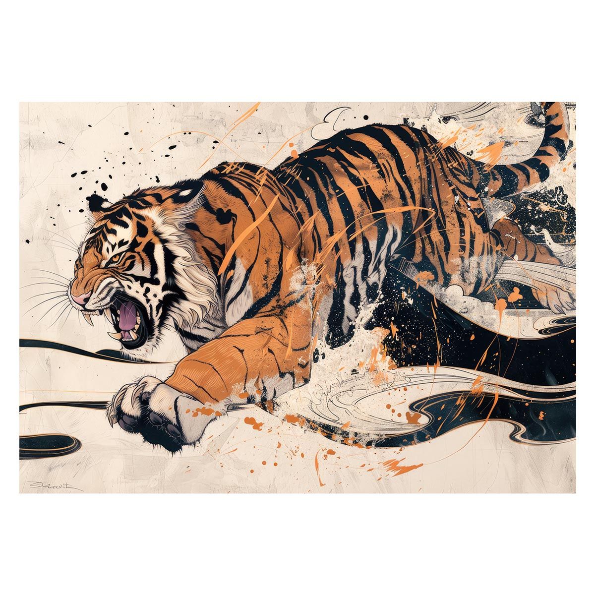 A3サイズ（約30×42cm）】【lh-poster-4016】虎 トラ タイガー 猛虎