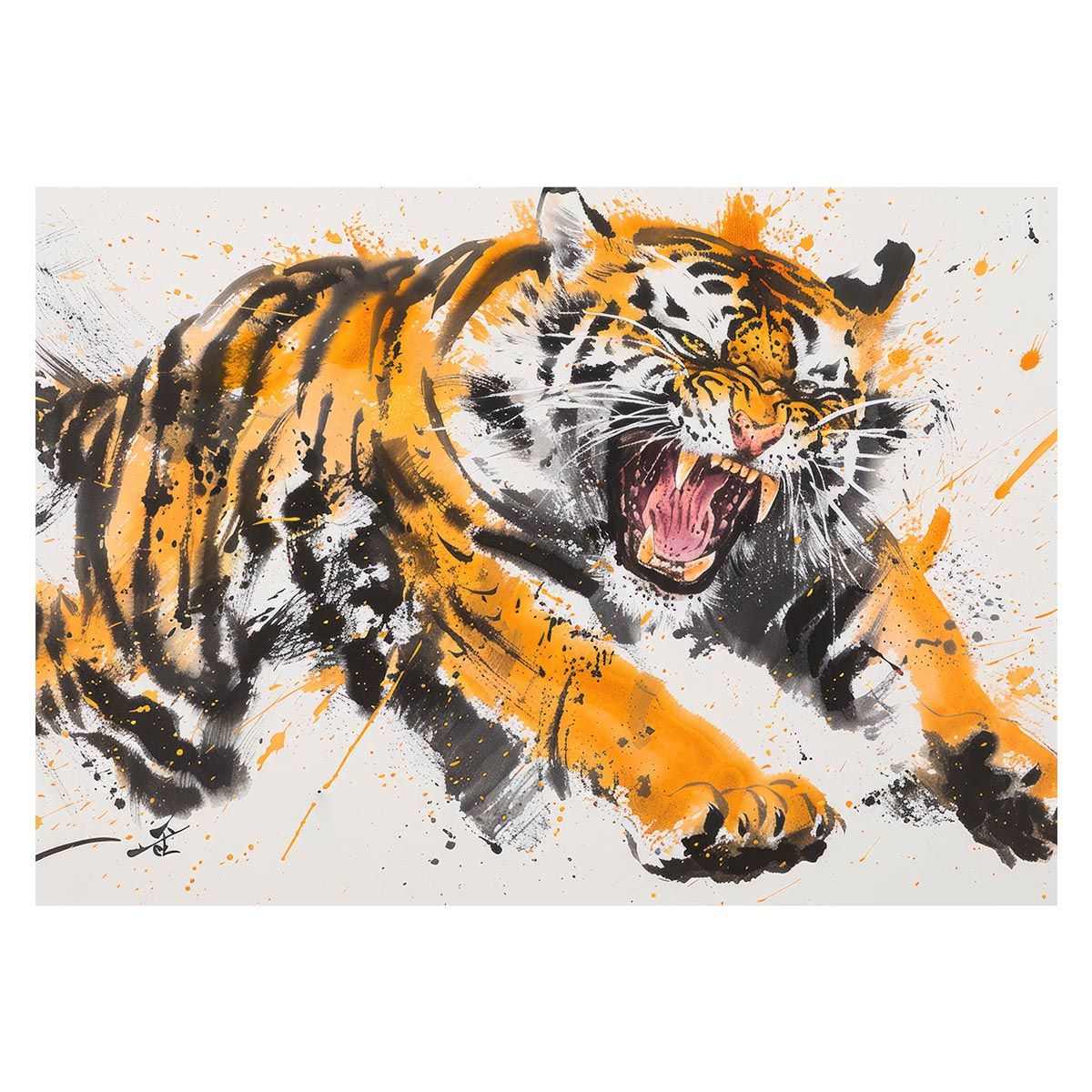 【A1サイズ（約59x84cm）】【lh-poster-4026】虎 トラ タイガー 猛虎 縁起物 ポスター 開運 金運 風水 絵画 レトロ 和風 伝説 インテリア アート