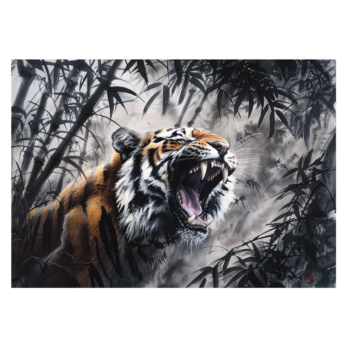 【B3サイズ（約36x51cm）】【lh-poster-4043】虎 トラ タイガー 猛虎 縁起物 ポスター 開運 金運 風水 絵画 レトロ 和風 伝説 インテリア アート