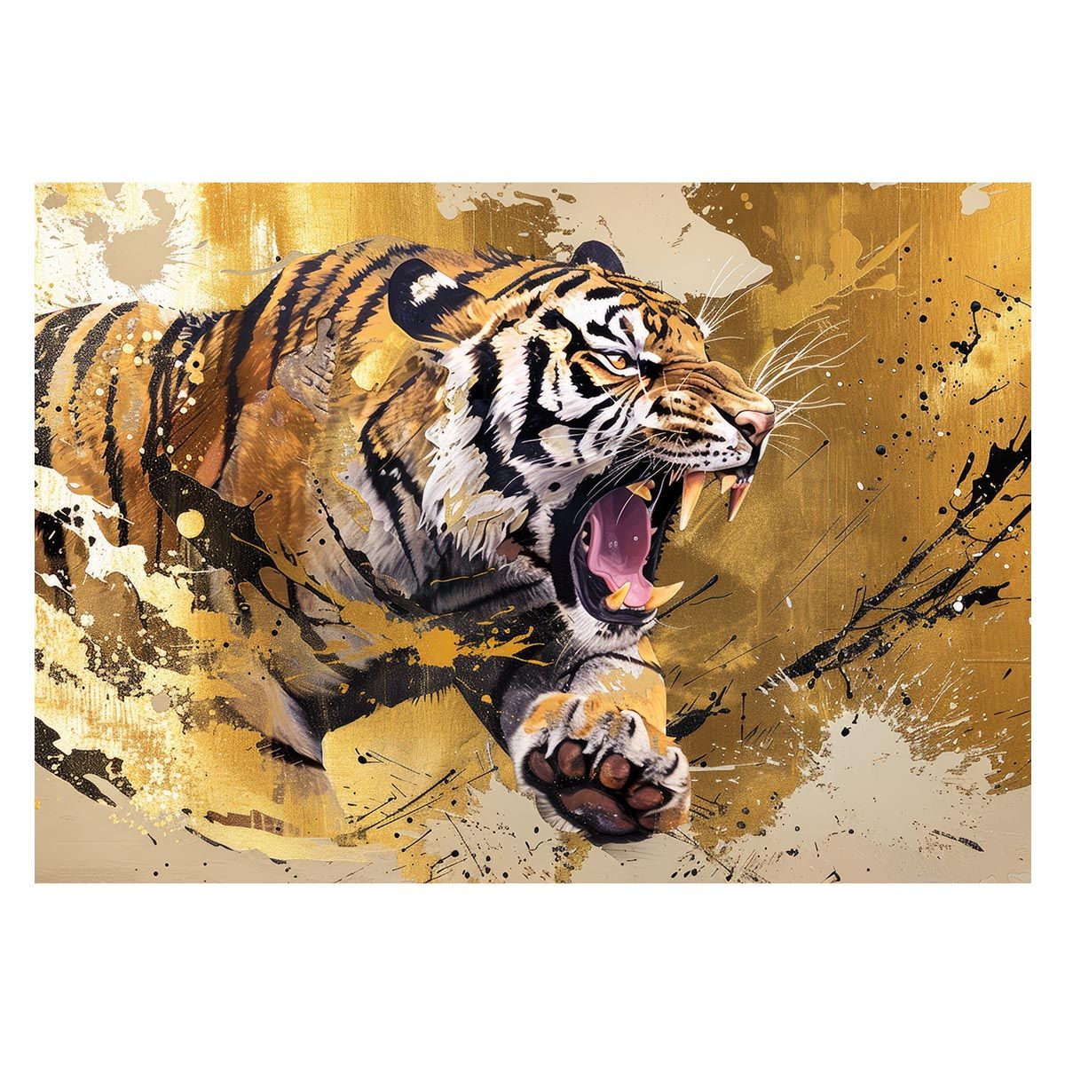 【A1サイズ（約59x84cm）】【lh-poster-4049】虎 トラ タイガー 猛虎 縁起物 ポスター 開運 金運 風水 絵画 レトロ 和風 伝説 インテリア アート