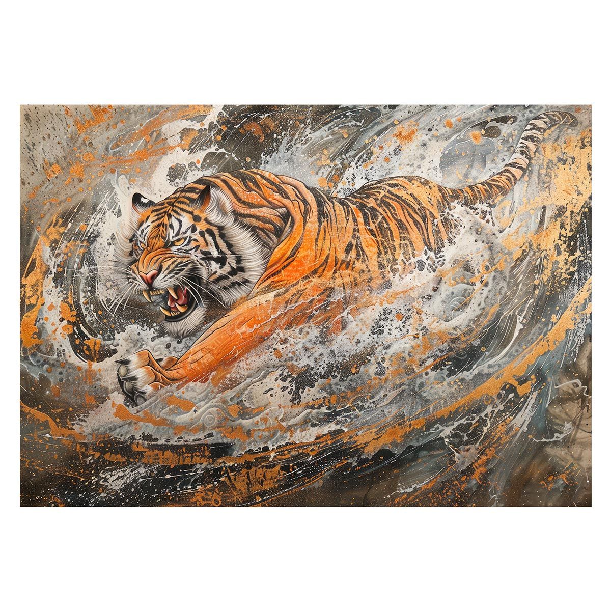 【A1サイズ（約59x84cm）】【lh-poster-4060】虎 トラ タイガー 猛虎 縁起物 ポスター 開運 金運 風水 絵画 レトロ 和風 伝説 インテリア アート