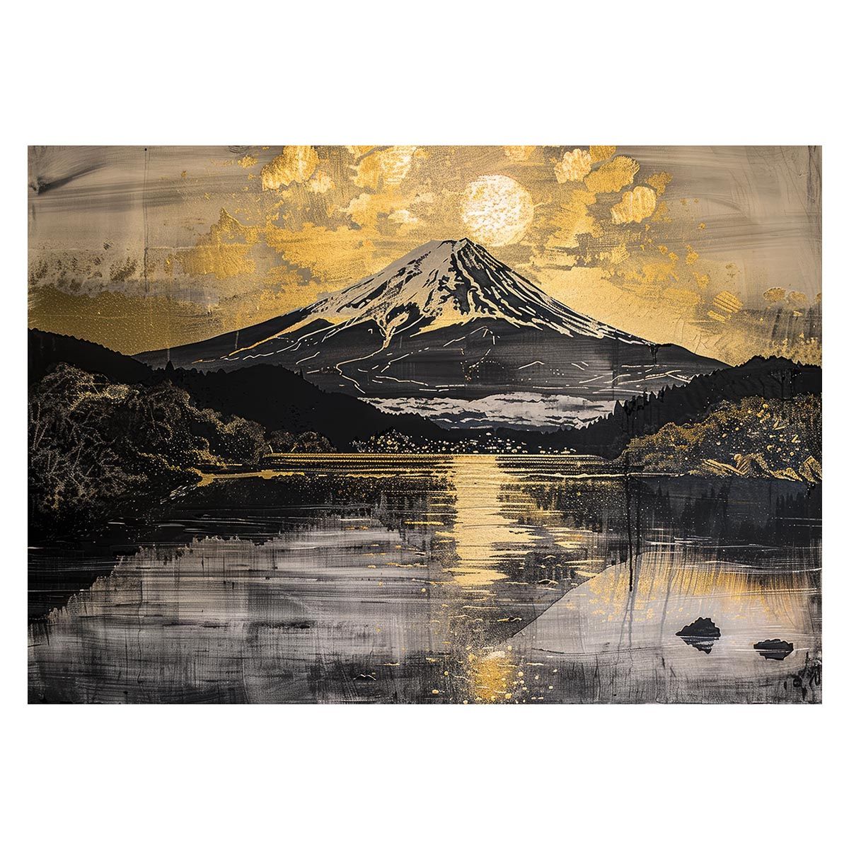 A1サイズ（約59x84cm）】【lh-poster-4067】和風 金の富士 金運 トップ