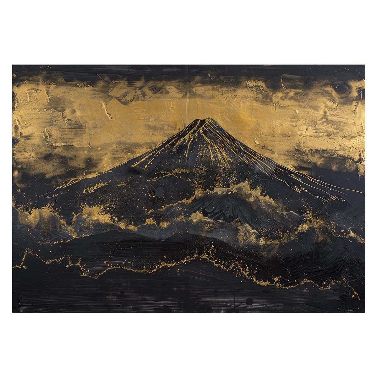 【B1サイズ（約73x103cm）】【lh-poster-4071】和風 金の富士 金運 ゴールド 山 富士山 ふじさん 横ポスター ご利益 運気 グッズ アイテム 開運 インテリア レトロ