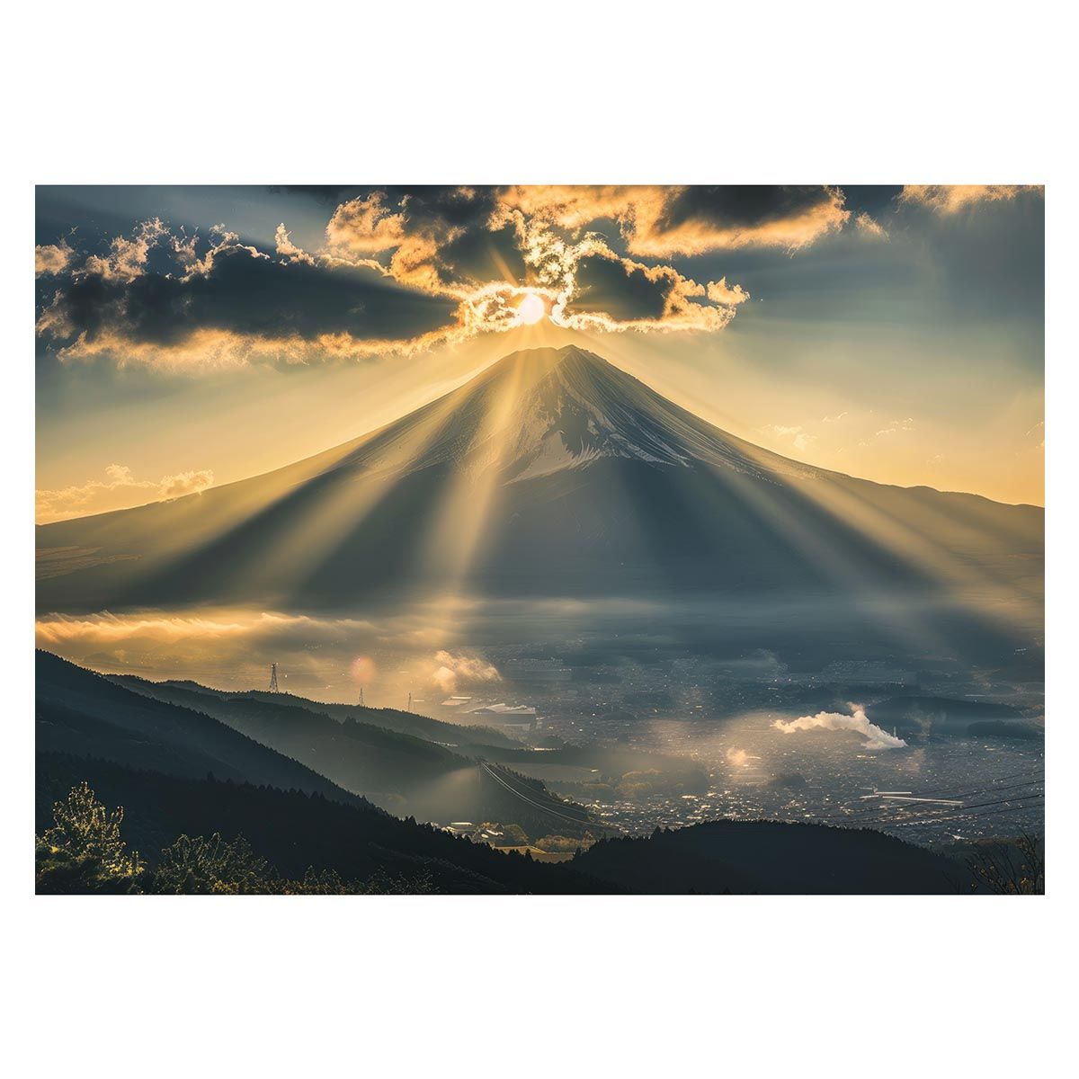 【A1サイズ（約59x84cm）】【lh-poster-4073】和風 金の富士 金運 ゴールド 山 富士山 ふじさん 横ポスター ご利益 運気 グッズ アイテム 開運 インテリア レトロ