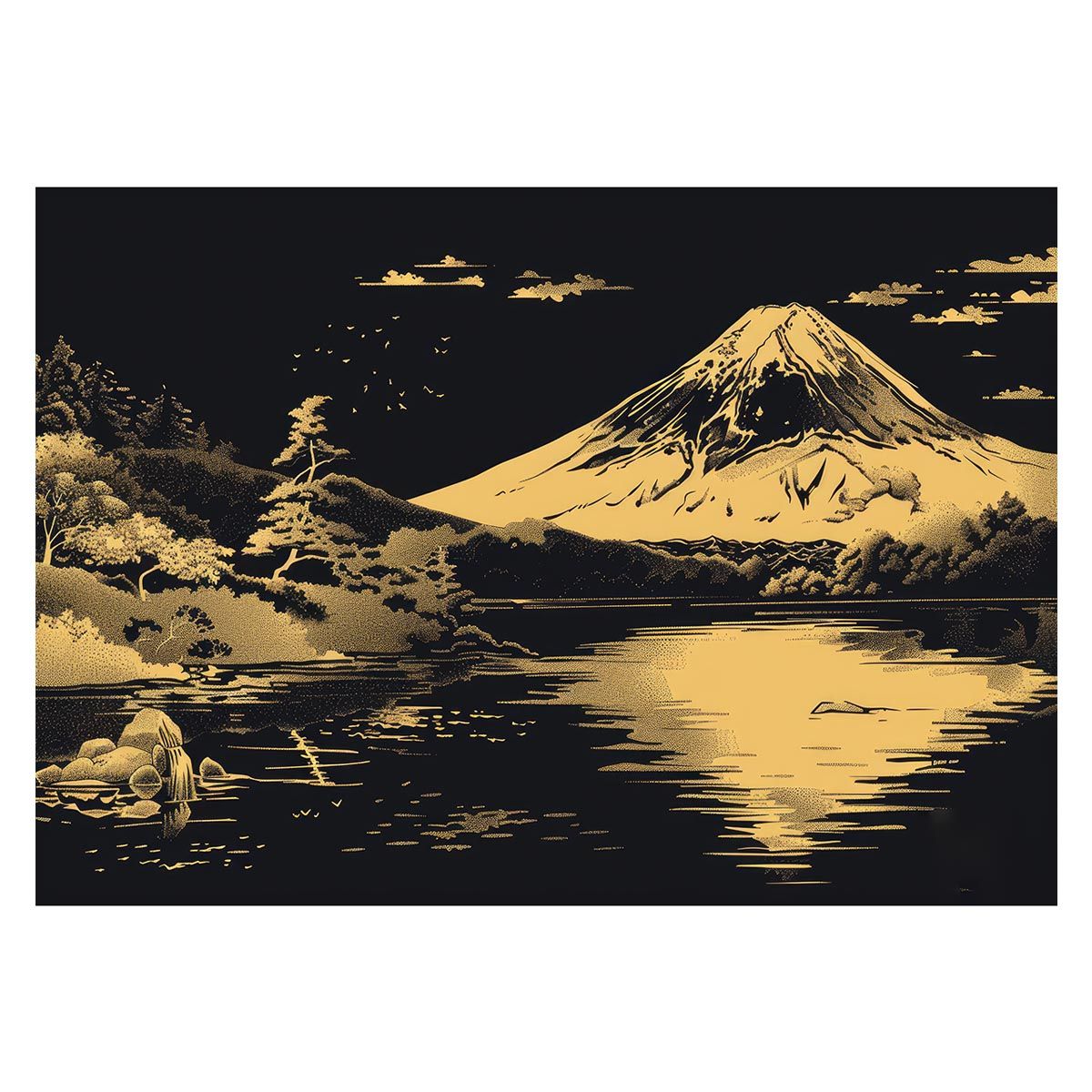 B2サイズ（約51x73cm）】【lh-poster-4080】和風 金の富士 金運