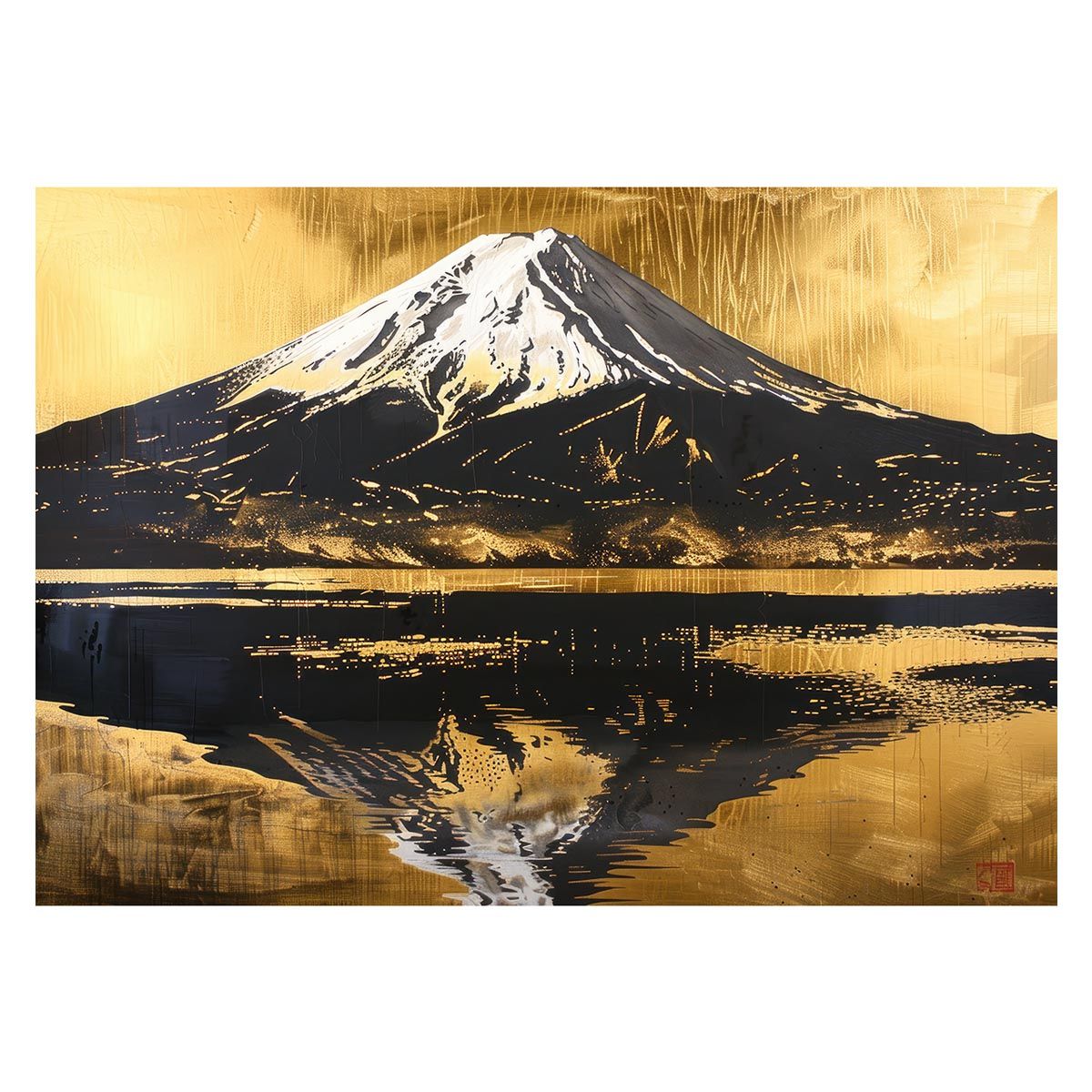 【A1サイズ（約59x84cm）】【lh-poster-4081】和風 金の富士 金運 ゴールド 山 富士山 ふじさん 横ポスター ご利益 運気 グッズ アイテム 開運 インテリア レトロ