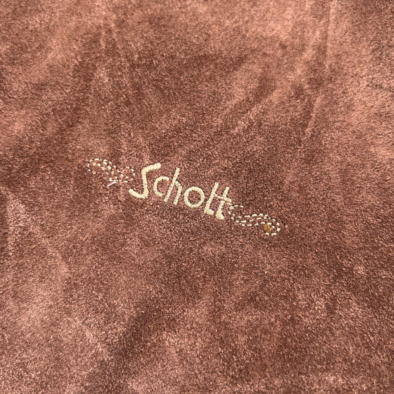 USA製 Schott ショット ロゴ刺繍 スエード 本革 オールレザー