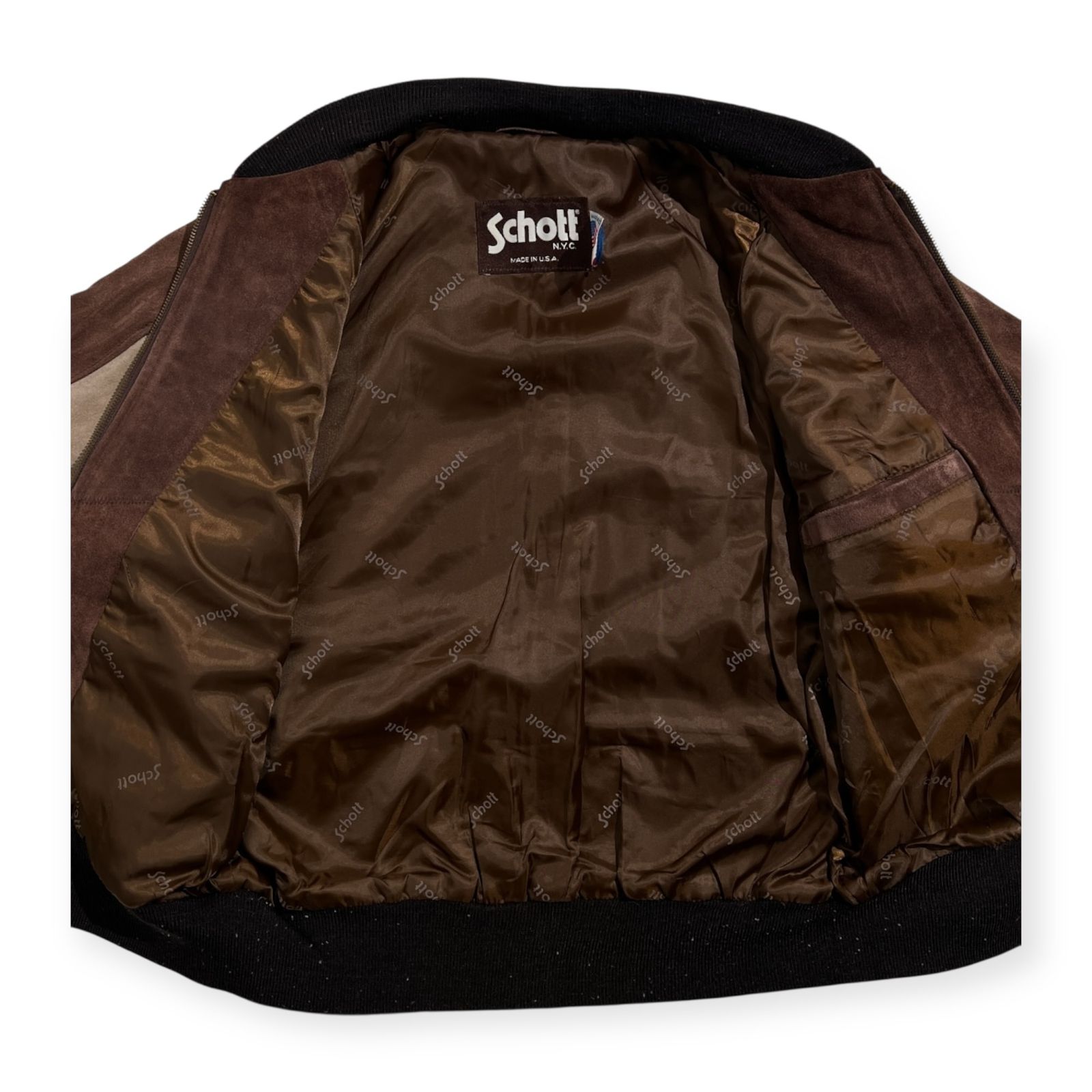 USA製 Schott ショット ロゴ刺繍 スエード 本革 オールレザー