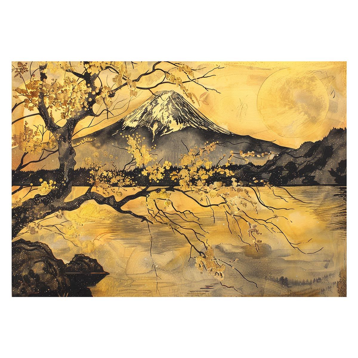 絵画　山本彪一　山里風景　4号　金色フレーム 絵画 山本彪一 山里風景 4号 金色フレーム 絵画 山本彪一 山里風景 4号
