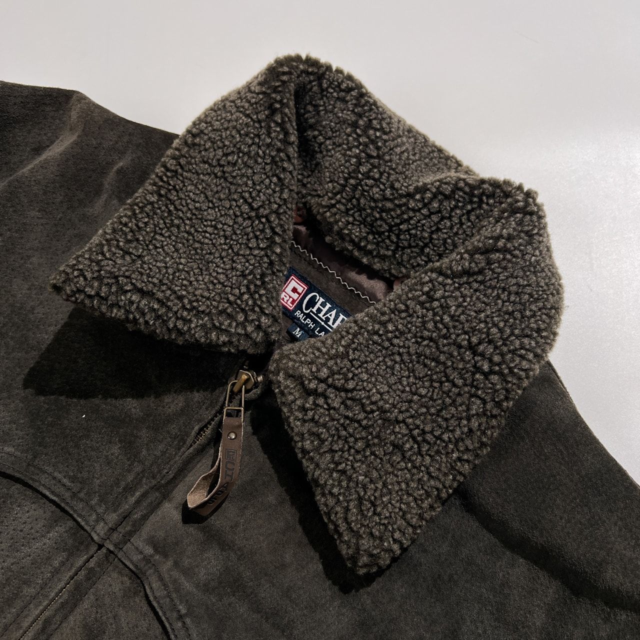 CHAPS RALPH LAUREN チャップス ラルフローレン 襟ボア 本革 