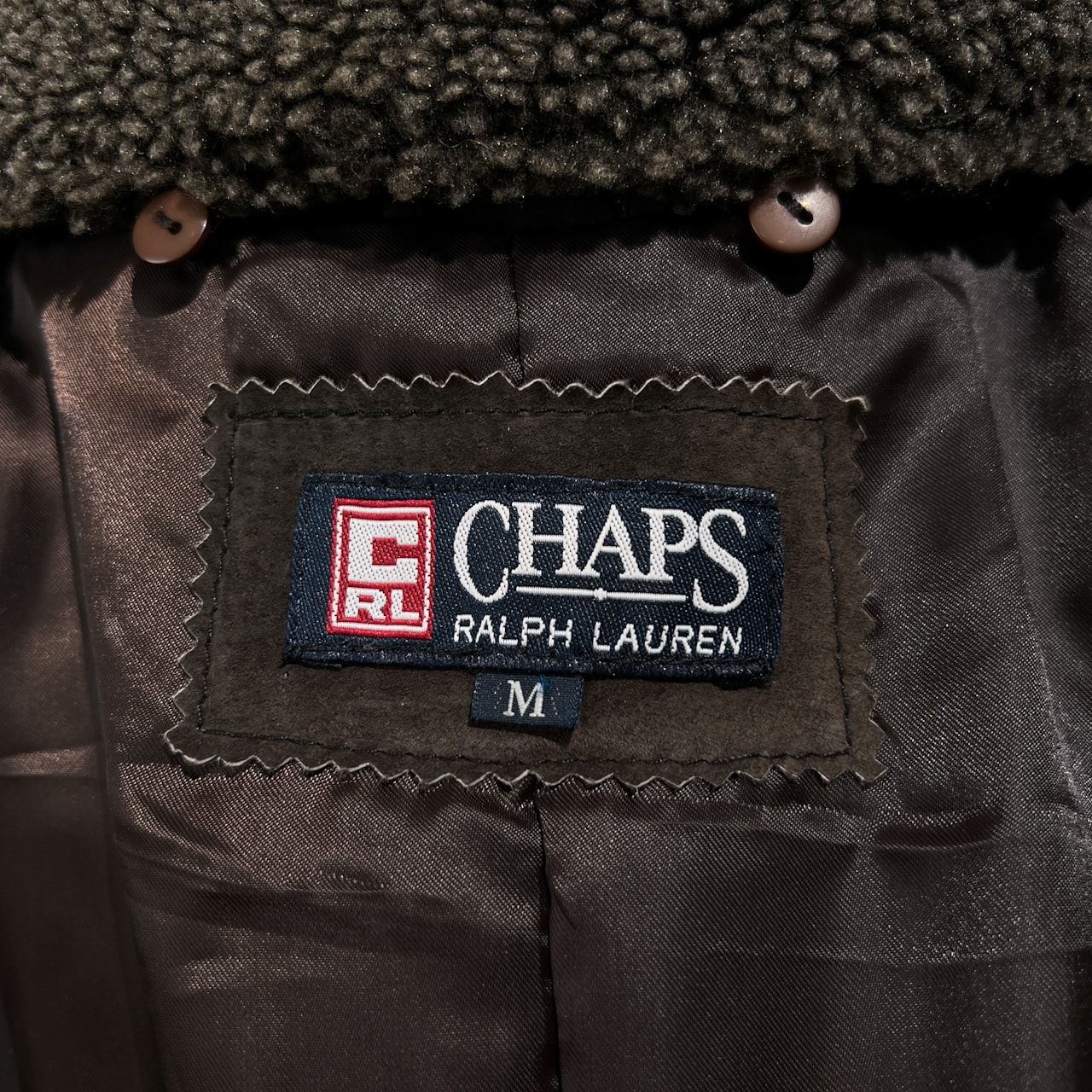 CHAPS RALPH LAUREN チャップス ラルフローレン 襟ボア 本革 