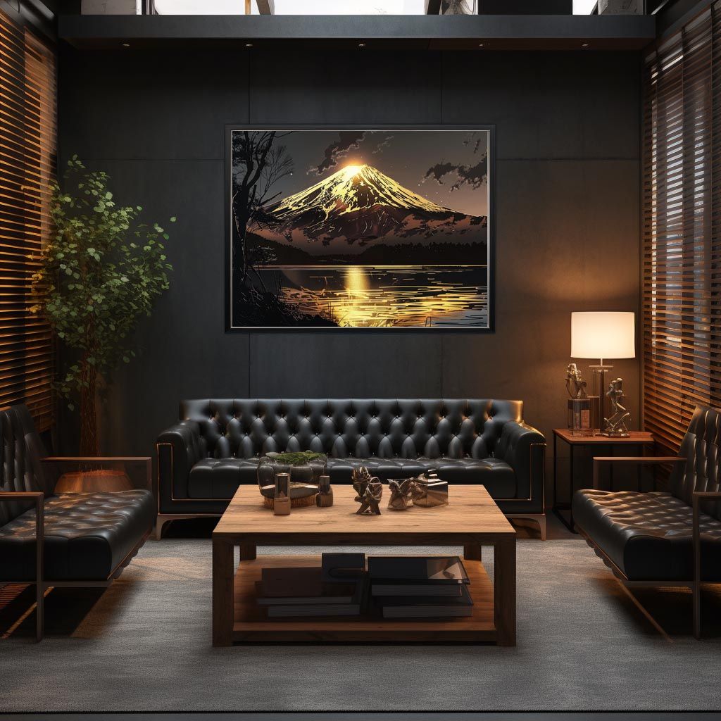 A2サイズ（約42x59cm）】【lh-poster-4089】和風 金の富士 金運