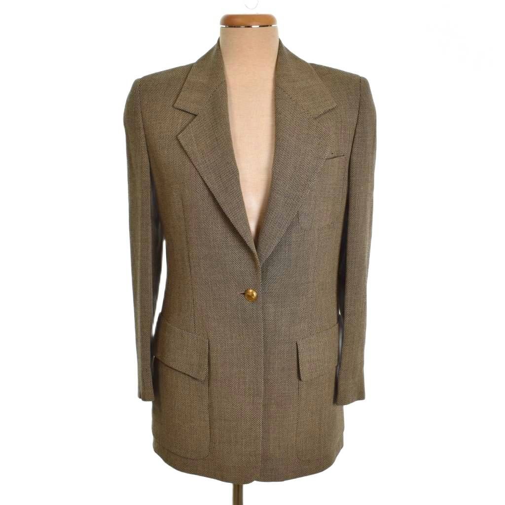 グッチ GUCCI テーラードジャケット フォーマル スーツ 金ボタン 38 ベージュ 黒 207-0508-7245