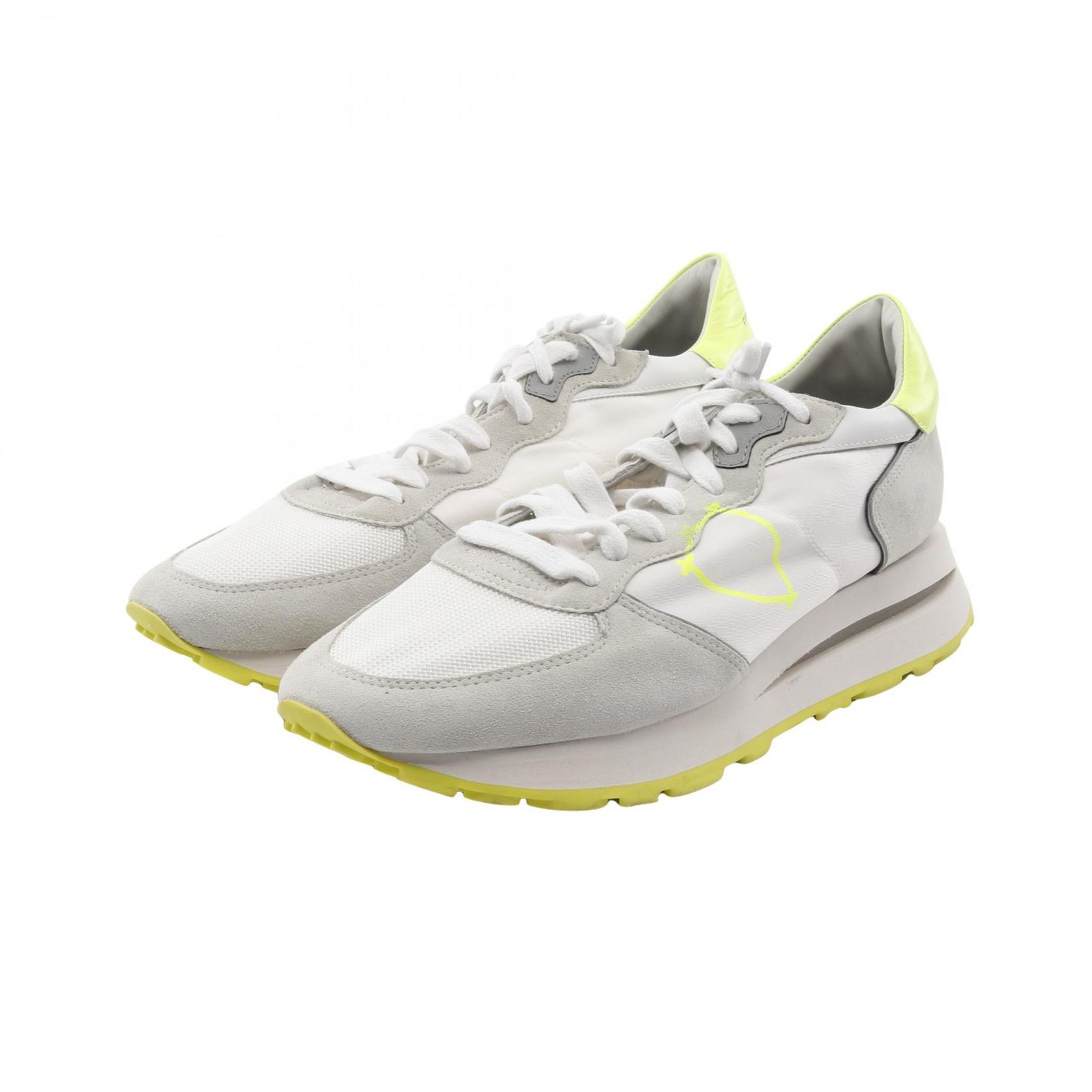 フィリップモデル PHILIPPE MODEL TROPEZ HAUTE LOW MAN スニーカー 靴 スウェード ファブリック メンズ ホワイト系 / グレー系 【中古】 フィリップモデル PHILIPPE MODEL スニーカー TROPEZ HAUTE LOW MAN