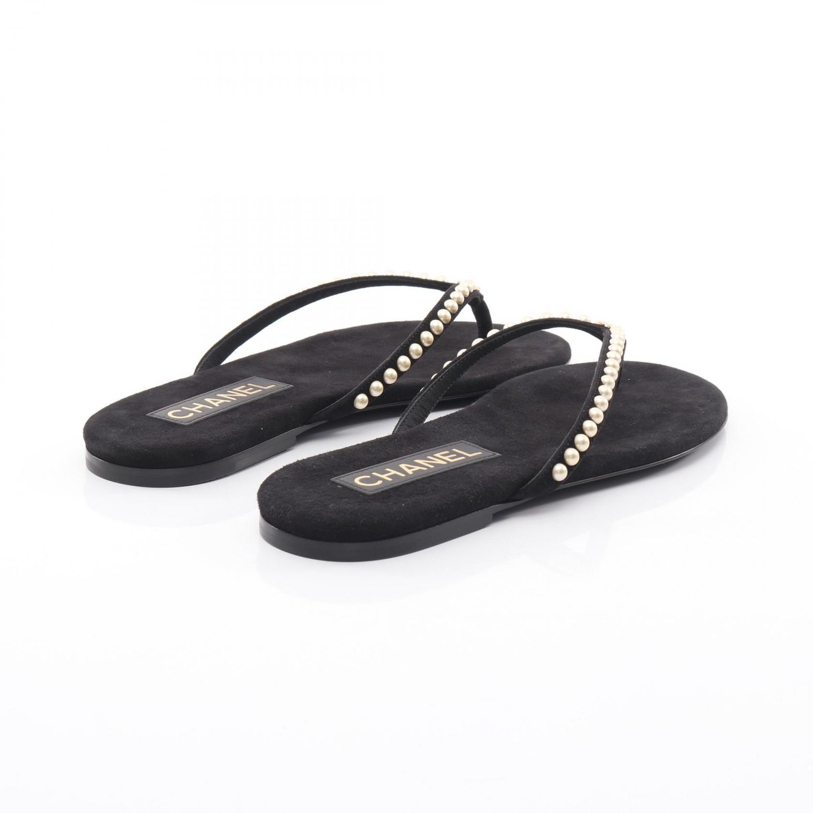 シャネル CHANEL サンダル ココマーク パール スウェード サンダル