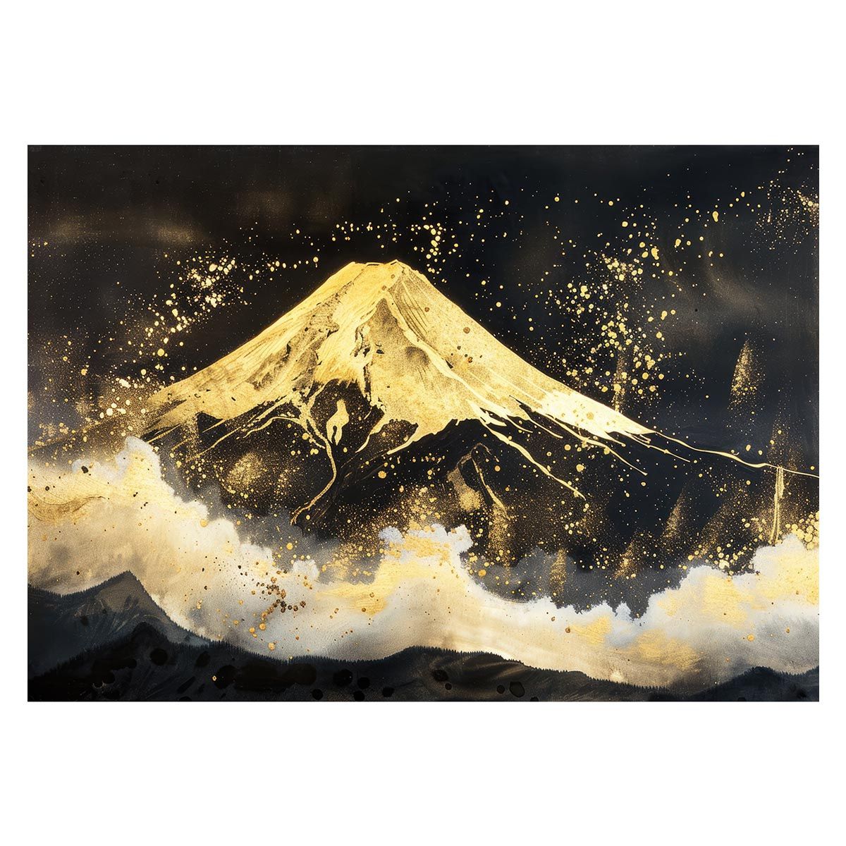 A3サイズ（約30×42cm）】【lh-poster-4099】和風 金の富士 金運 ゴールド