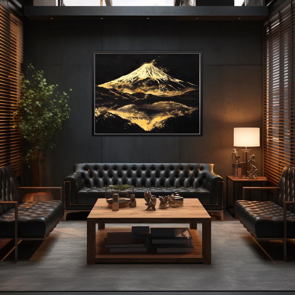 B1サイズ（約73x103cm）】【lh-poster-4104】和風 金の富士 金運