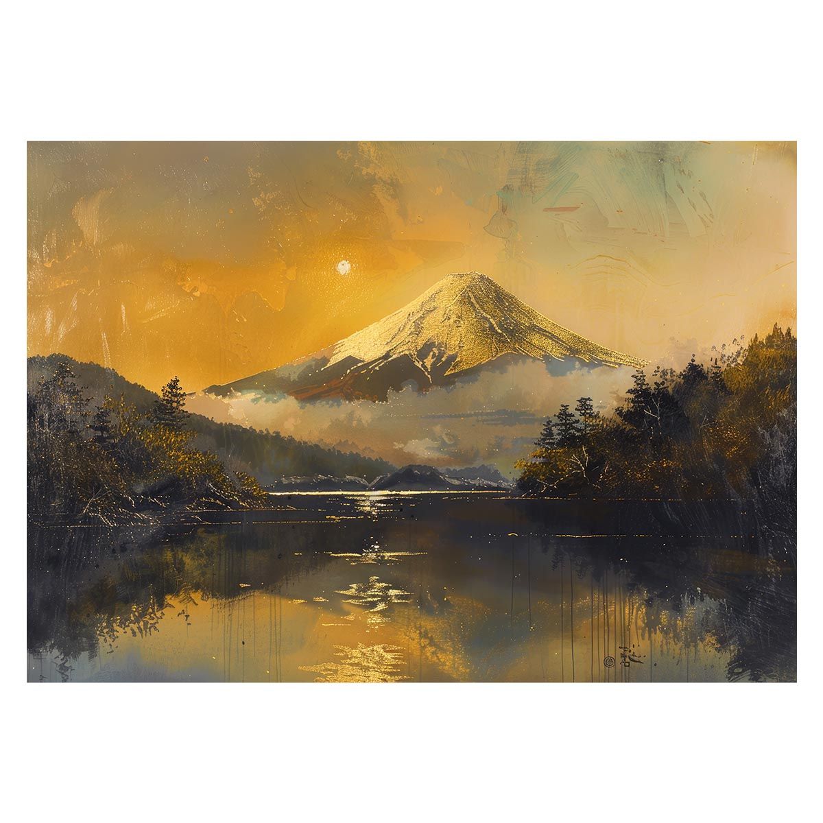 B2サイズ（約51x73cm）】【lh-poster-4107】和風 金の富士 金運