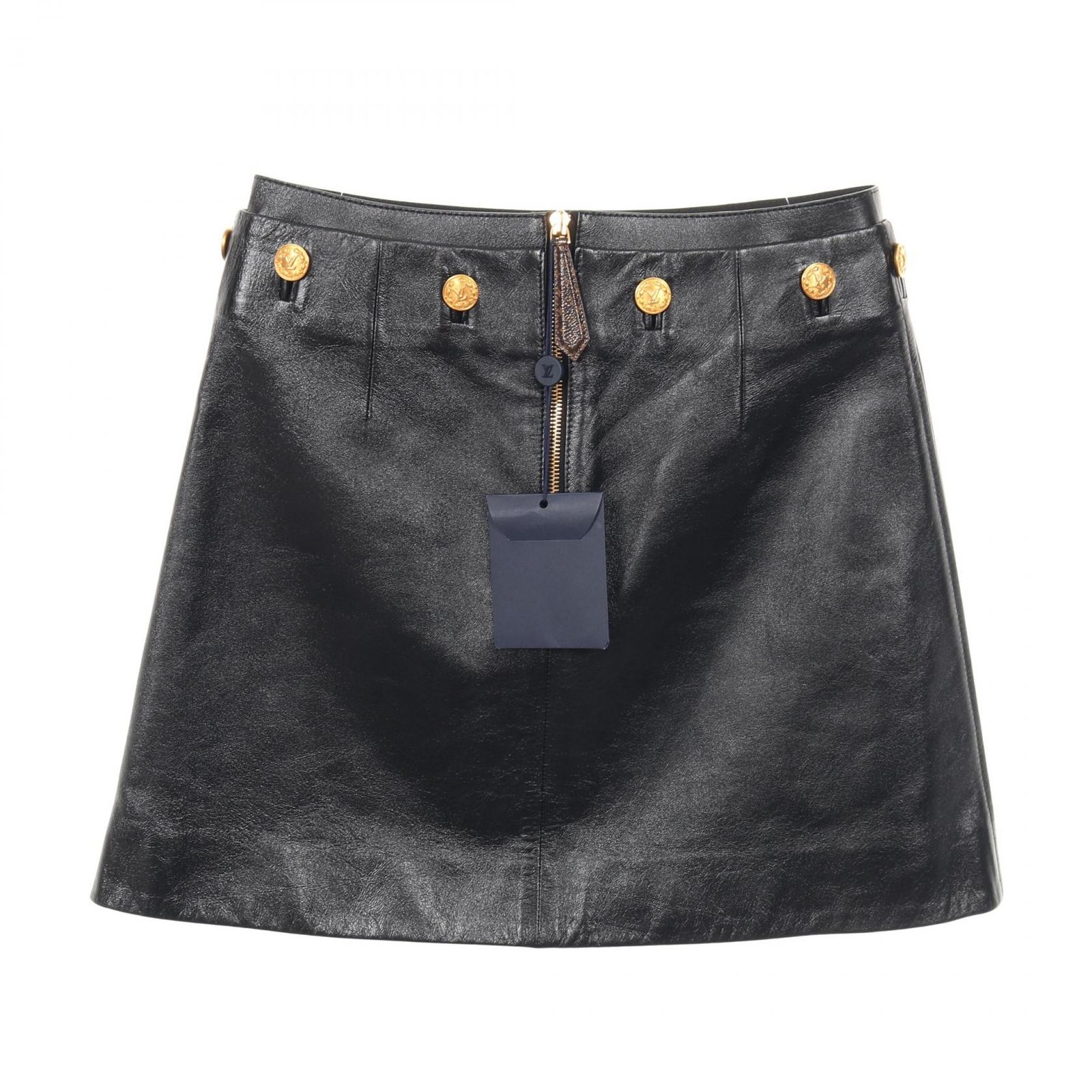 ルイ ヴィトン LOUIS VUITTON スカート ロゴボタン レザー レディース