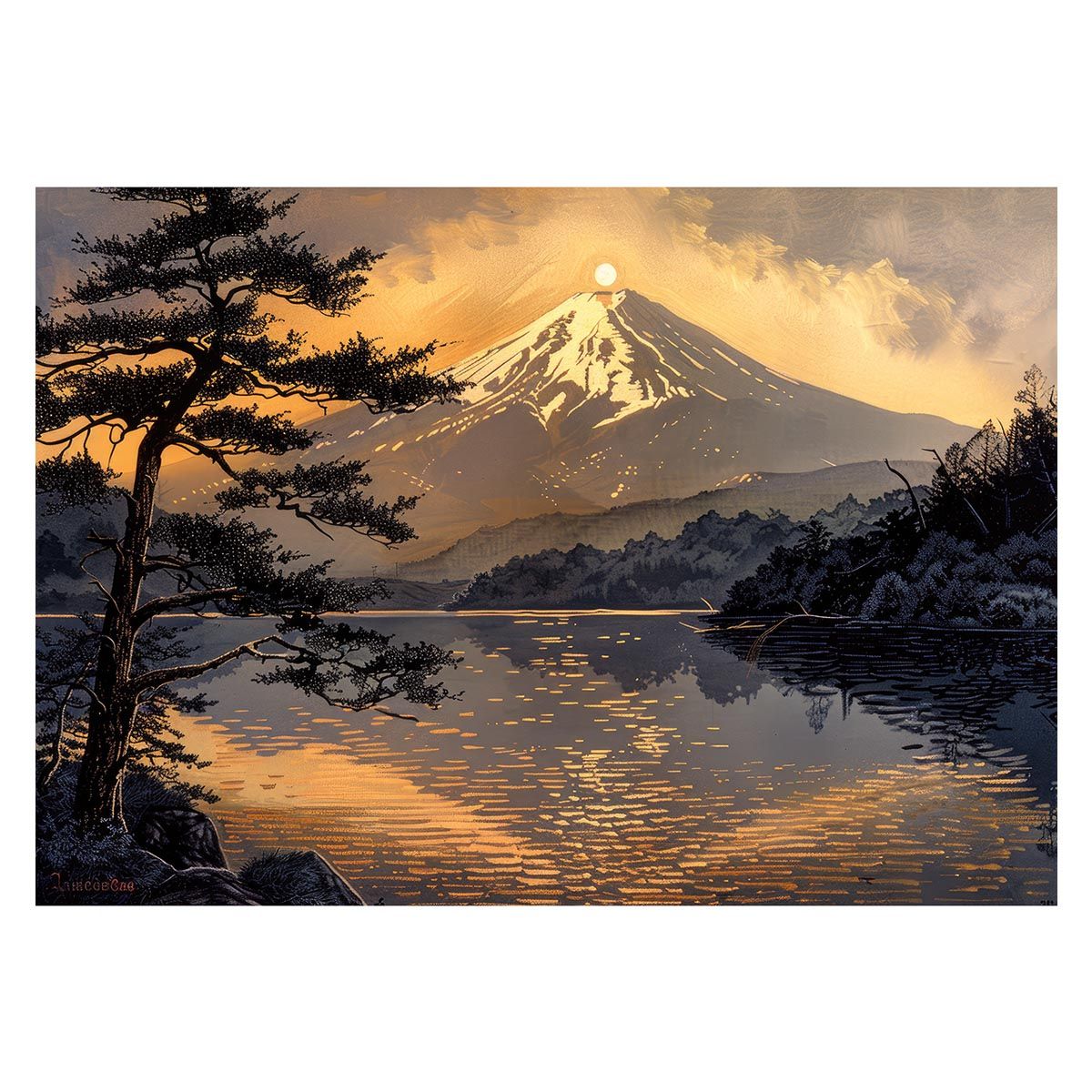 B1サイズ（約73x103cm）】【lh-poster-4111】和風 金の富士 金運