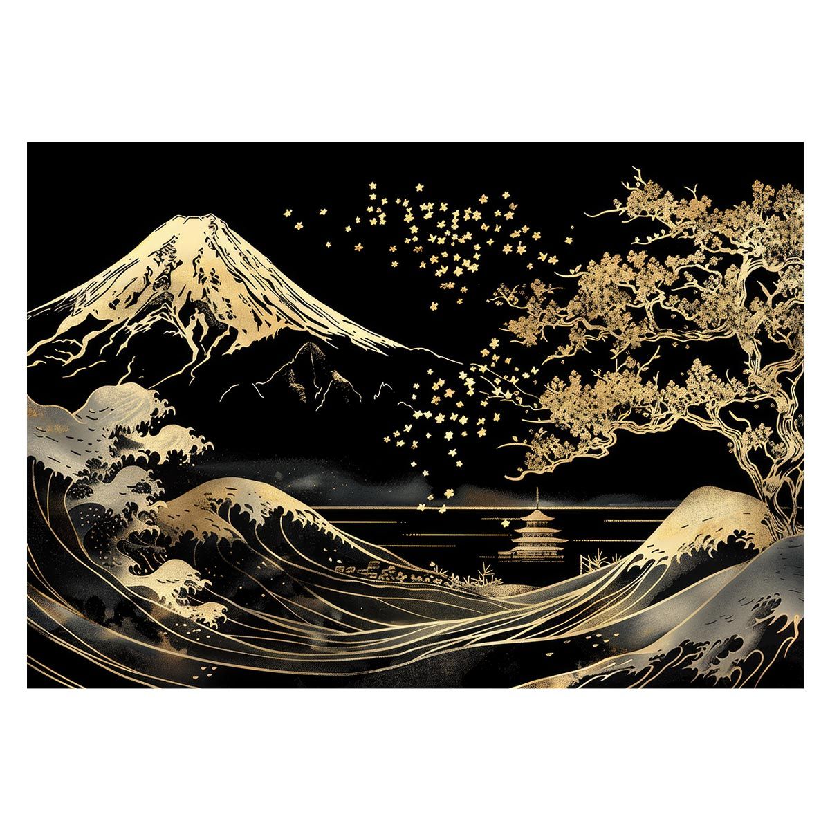 A 約59 x 84 cm lh poster 4115 和風 金の富士 金運 ゴールド 山 富士山 ふじさん 横ポスター ご利益 運気 グッズ アイテム 開運 インテリア レトロ