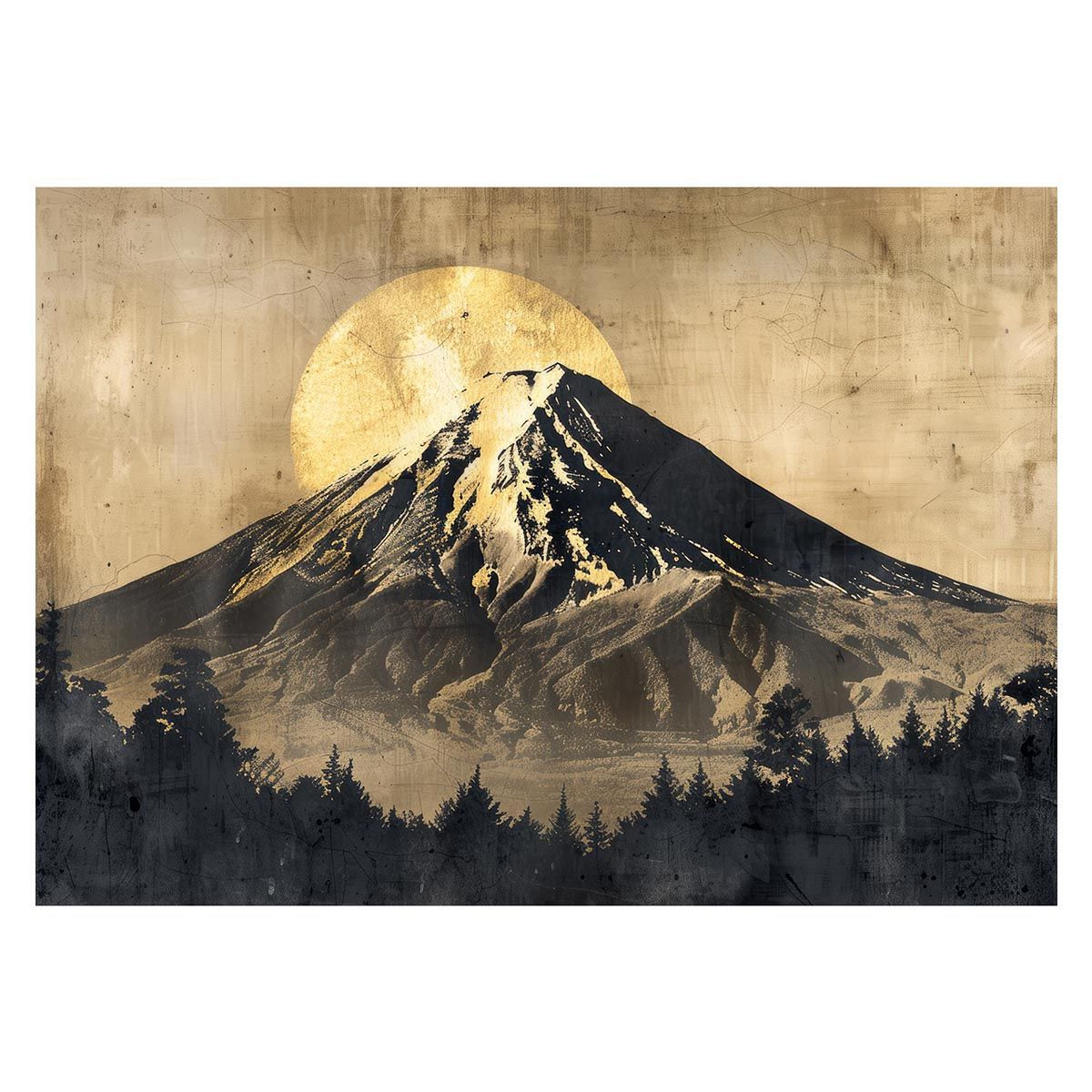 A 約84 x 119 cm lh poster 4121 和風 金の富士 金運 ゴールド 山 富士山 ふじさん 横ポスター ご利益 運気 グッズ アイテム 開運 インテリア レトロ