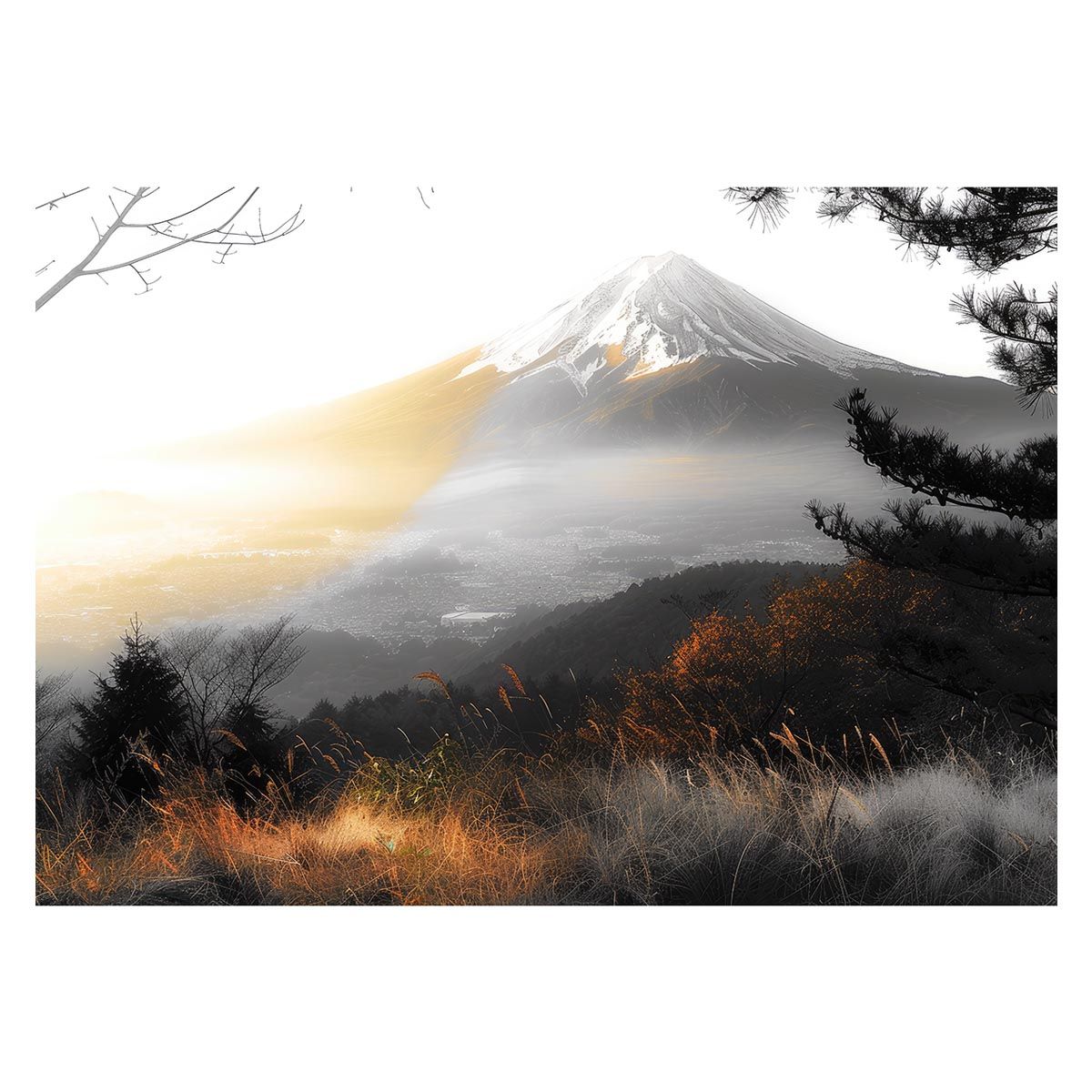 A 約59 x 84 cm lh poster 4122 和風 金の富士 金運 ゴールド 山 富士山 ふじさん 横ポスター ご利益 運気 グッズ アイテム 開運 インテリア レトロ