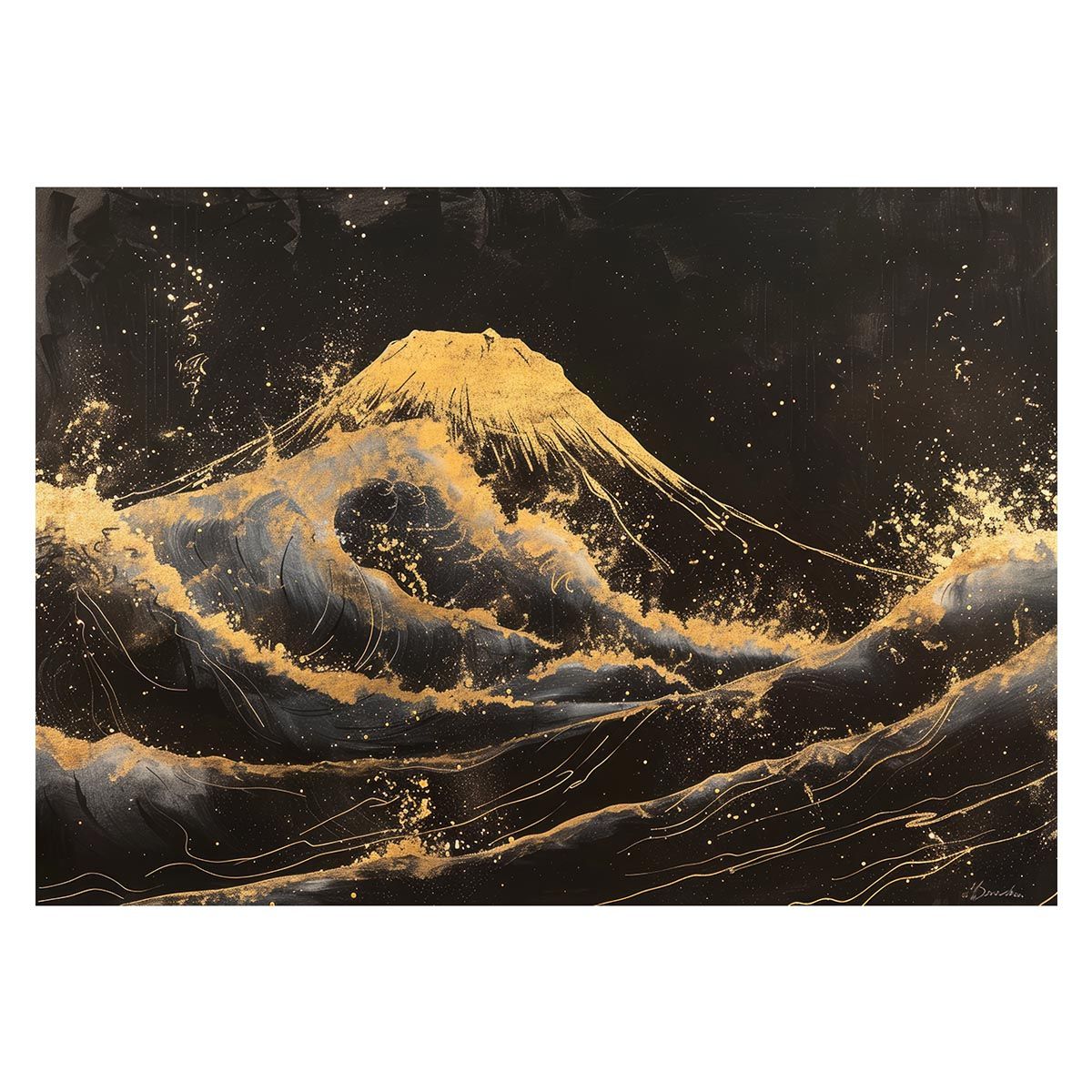 A 約59 x 84 cm lh-poster-4123 和風 金の富士 金運 ゴールド 山 富士山 ふじさん 横ポスター ご利益 運気 グッズ アイテム 開運 インテリア レトロ