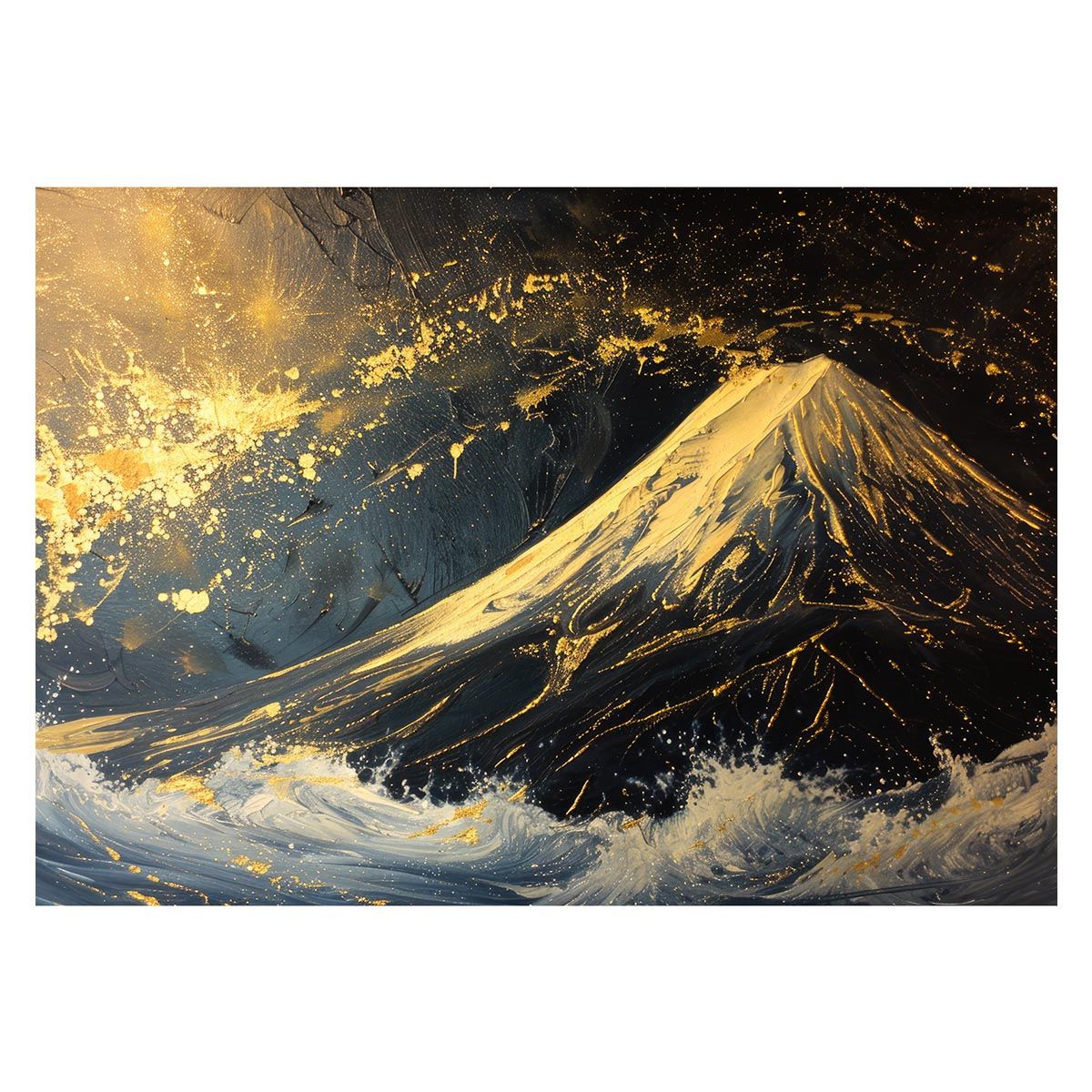 B 約51 x 73 cm lh poster 4125 和風 金の富士 金運 ゴールド 山 富士山 ふじさん 横ポスター ご利益 運気 グッズ アイテム 開運 インテリア レトロ