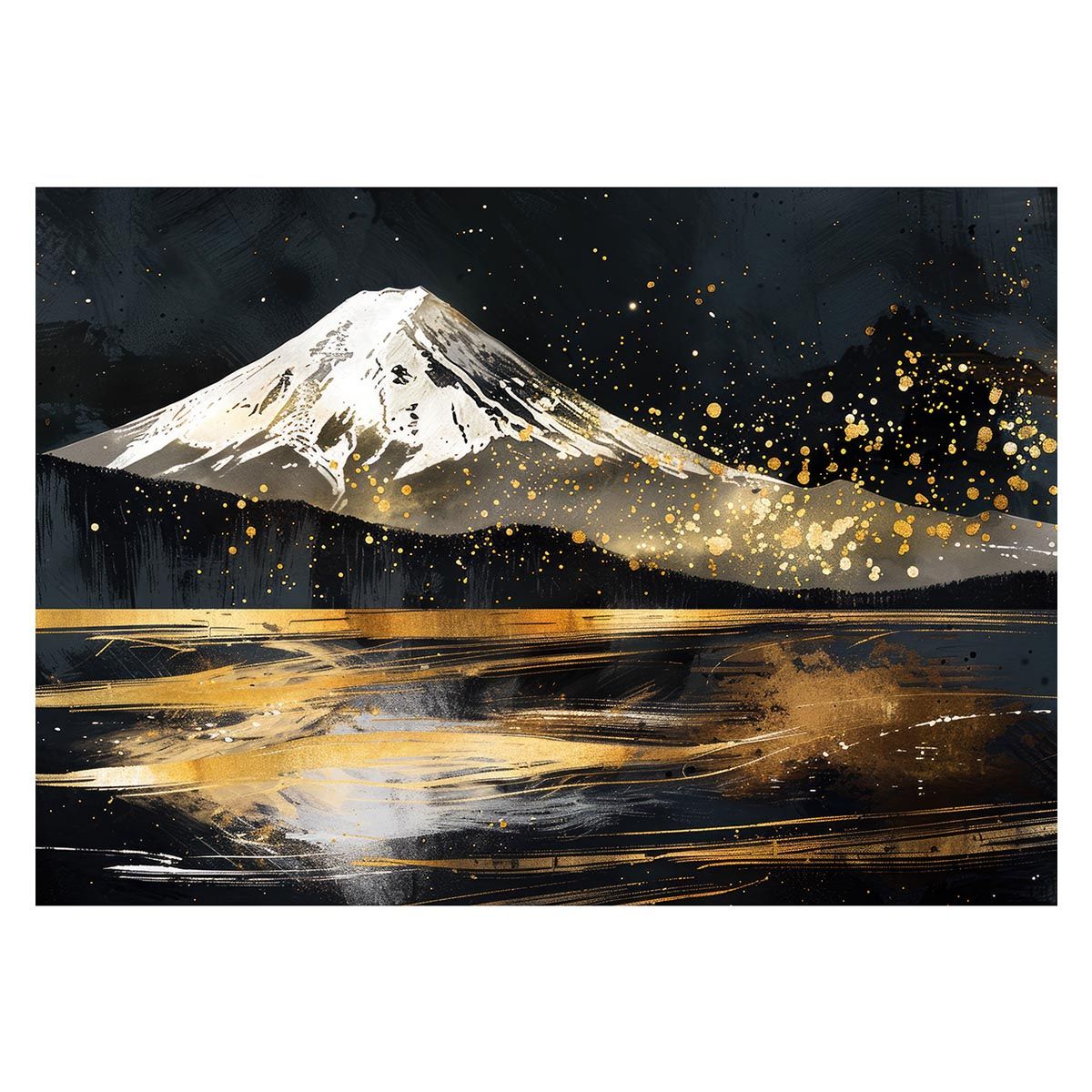 A 約42 x 59 cm lh-poster-4130 和風 金の富士 金運 ゴールド 山 富士山 ふじさん 横ポスター ご利益 運気 グッズ アイテム 開運 インテリア レトロ