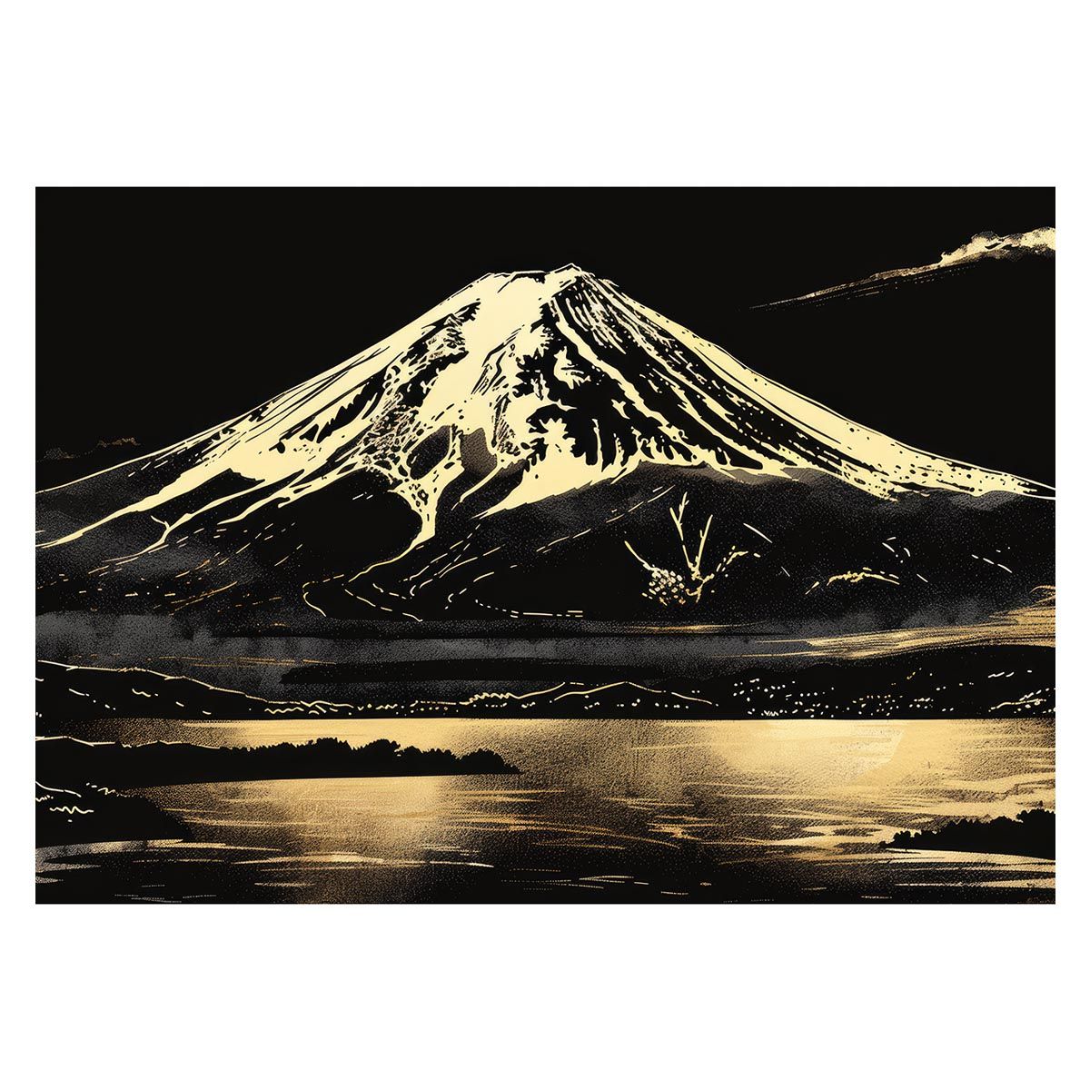 B 約51 x 73 cm lh poster 4132 和風 金の富士 金運 ゴールド 山 富士山 ふじさん 横ポスター ご利益 運気 グッズ アイテム 開運 インテリア レトロ