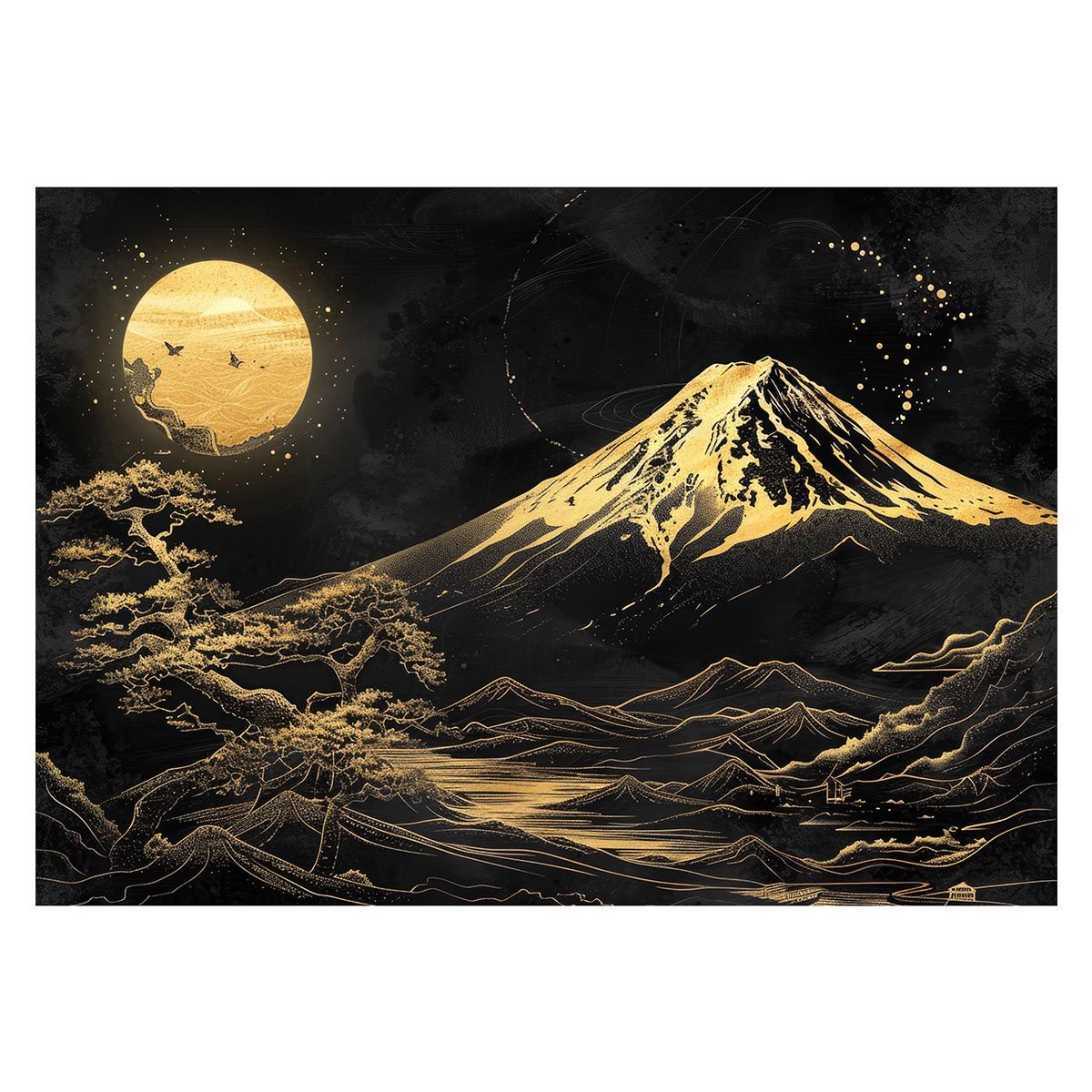 A 約59 x 84 cm lh poster 4133 和風 金の富士 金運 ゴールド 山 富士山 ふじさん 横ポスター ご利益 運気 グッズ アイテム 開運 インテリア レトロ