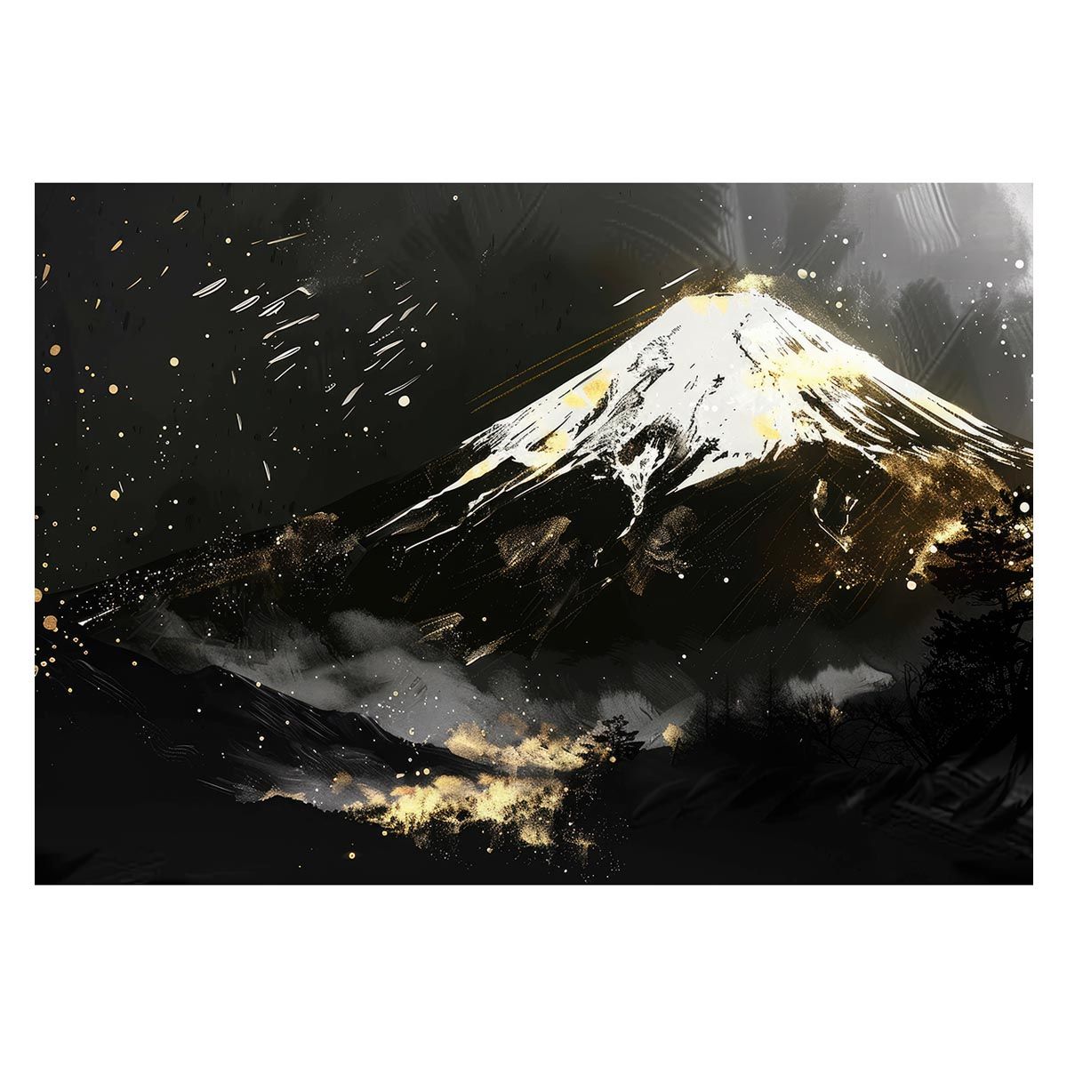 A 約42 x 59 cm lh-poster-4135 和風 金の富士 金運 ゴールド 山 富士山 ふじさん 横ポスター ご利益 運気 グッズ アイテム 開運 インテリア レトロ