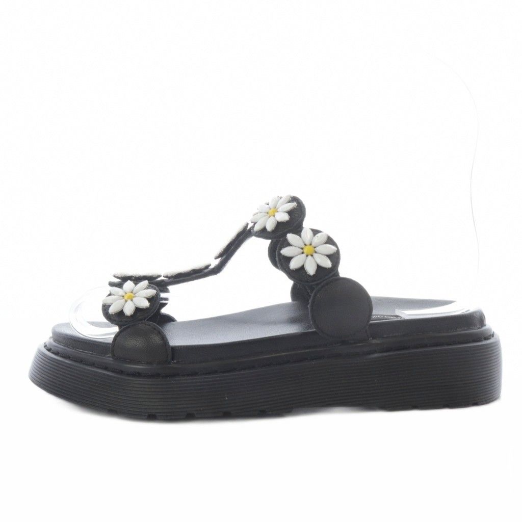 【中古】ツルバイマリコオイカワ 23SS Elmi デイジーモチーフ サンダル プラットフォーム 厚底 34 ブラック /YO9 ツルバイマリコオイカワ TSURU By MARIKO OIKAWA 23SS Elmi デイジー