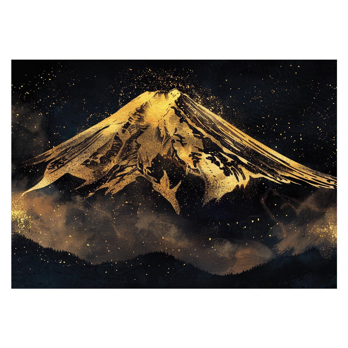 【B2サイズ（約51x73cm）】【lh-poster-4141】和風 金の富士 金運 ゴールド 山 富士山 ふじさん 横ポスター ご利益 運気 グッズ アイテム 開運 インテリア レトロ