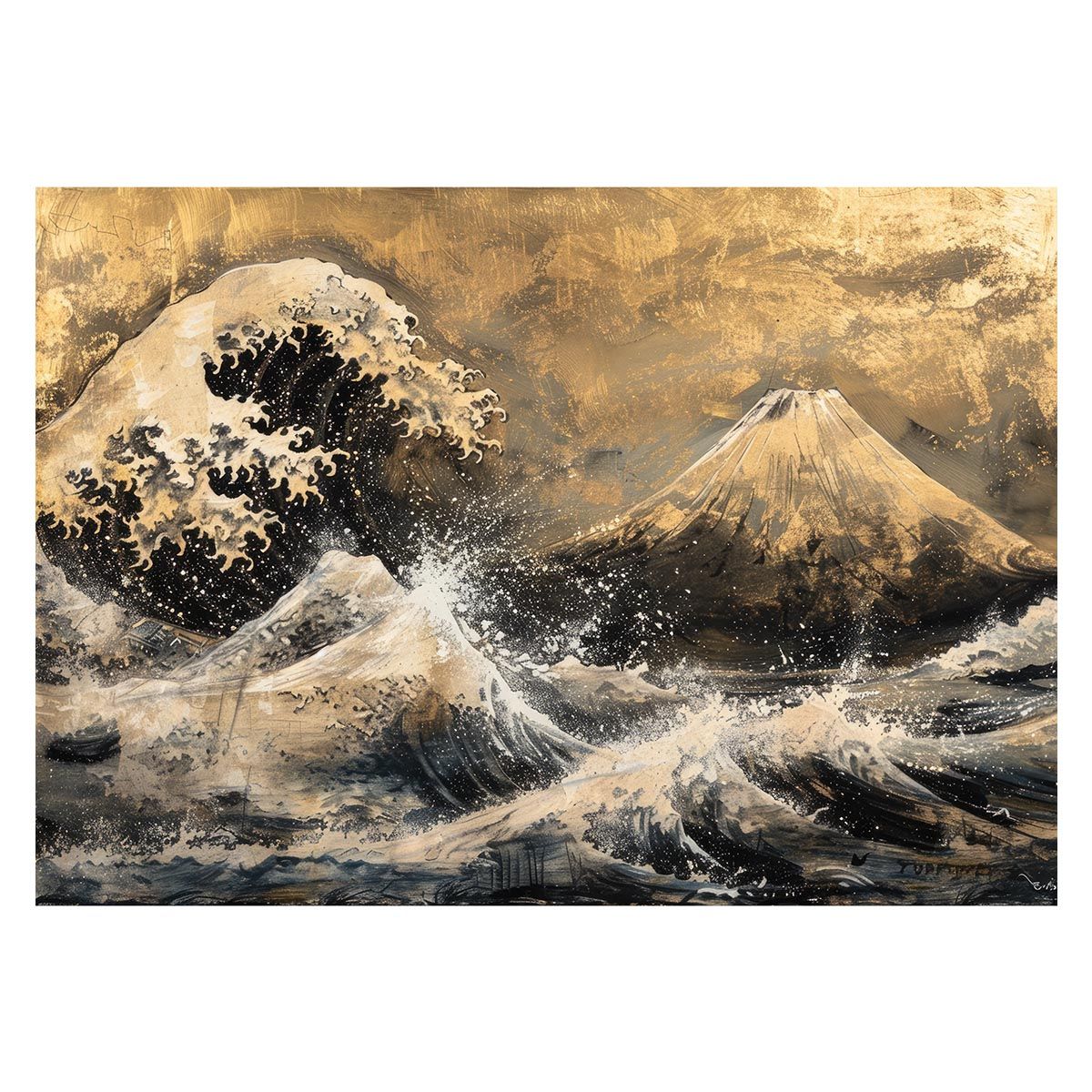A3サイズ（約30×42cm）】【lh-poster-4148】和風 金の富士 金運 ゴールド