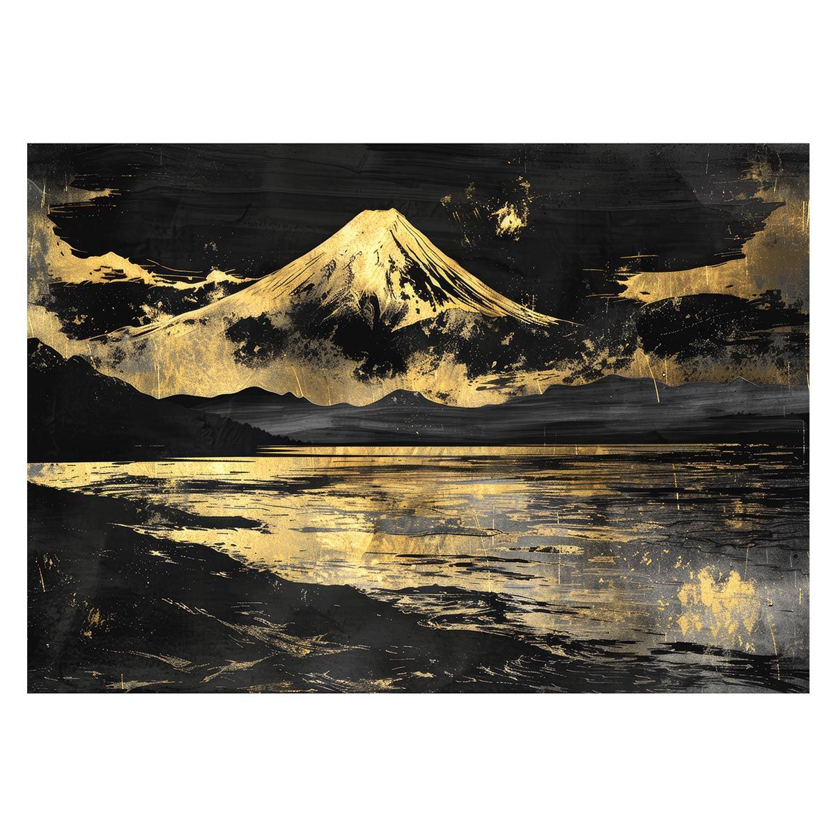 【A2サイズ（約42x59cm）】【lh-poster-4164】和風 金の富士 金運 ゴールド 山 富士山 ふじさん 横ポスター ご利益 運気 グッズ アイテム 開運 インテリア レトロ