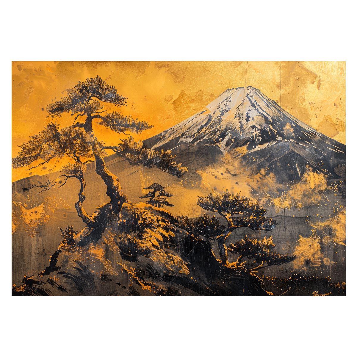 良い 【A1サイズ（約59x84cm）】【lh-poster-4067】和風 金の富士 金運