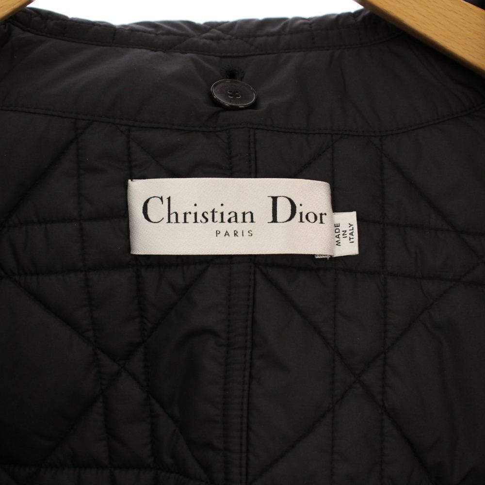  クリスチャンディオール Christian Dior ステン コート ショート丈 ハウンドトゥース キルトライナーベスト付き I 40 黒 白 KH その他 ジャケット アウター