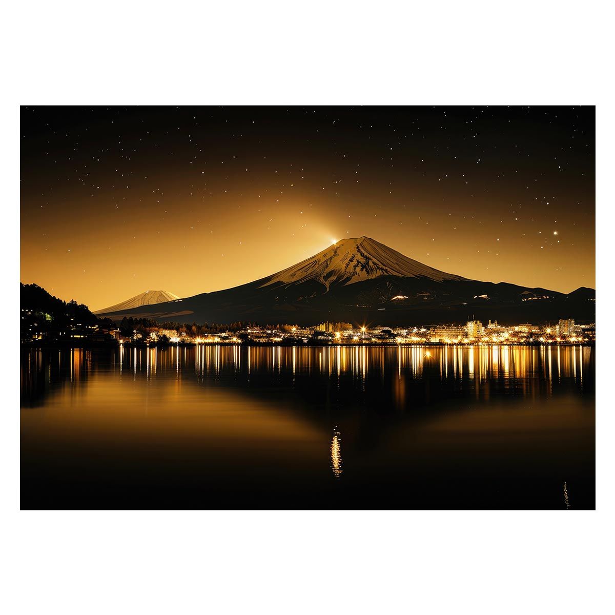 垣内カツアキ、「野尻湖と妙高」、希少画集の額装画、四季、風景 垣内カツアキ、「野尻湖と妙高」、希少画集の額装画、四季、風景