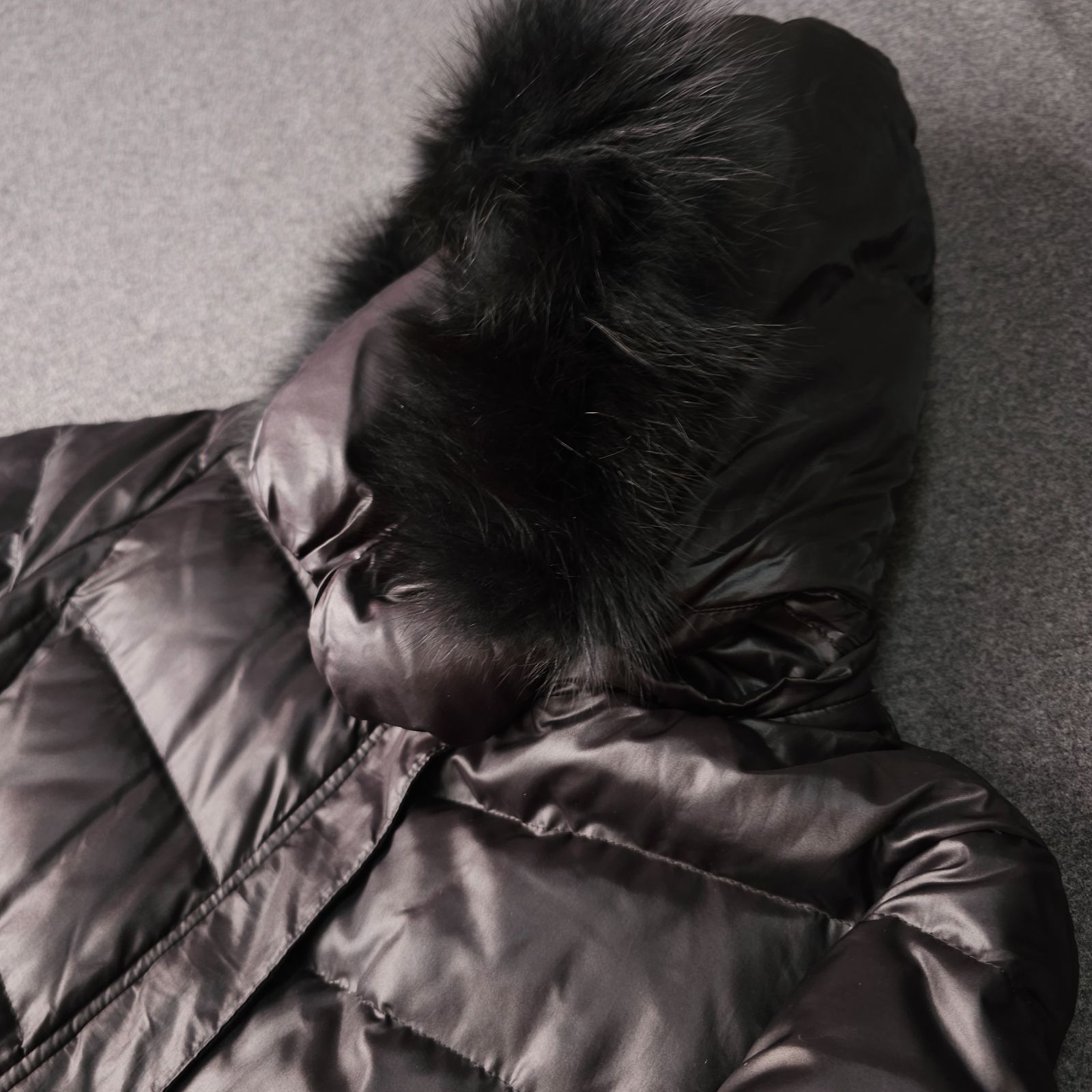 インディヴィ ダウンコート ダウンジャケット 黒 フード フォックスファー 38 セール】 【リニューアル！／マルチWAY／フォックスファー／ショート丈